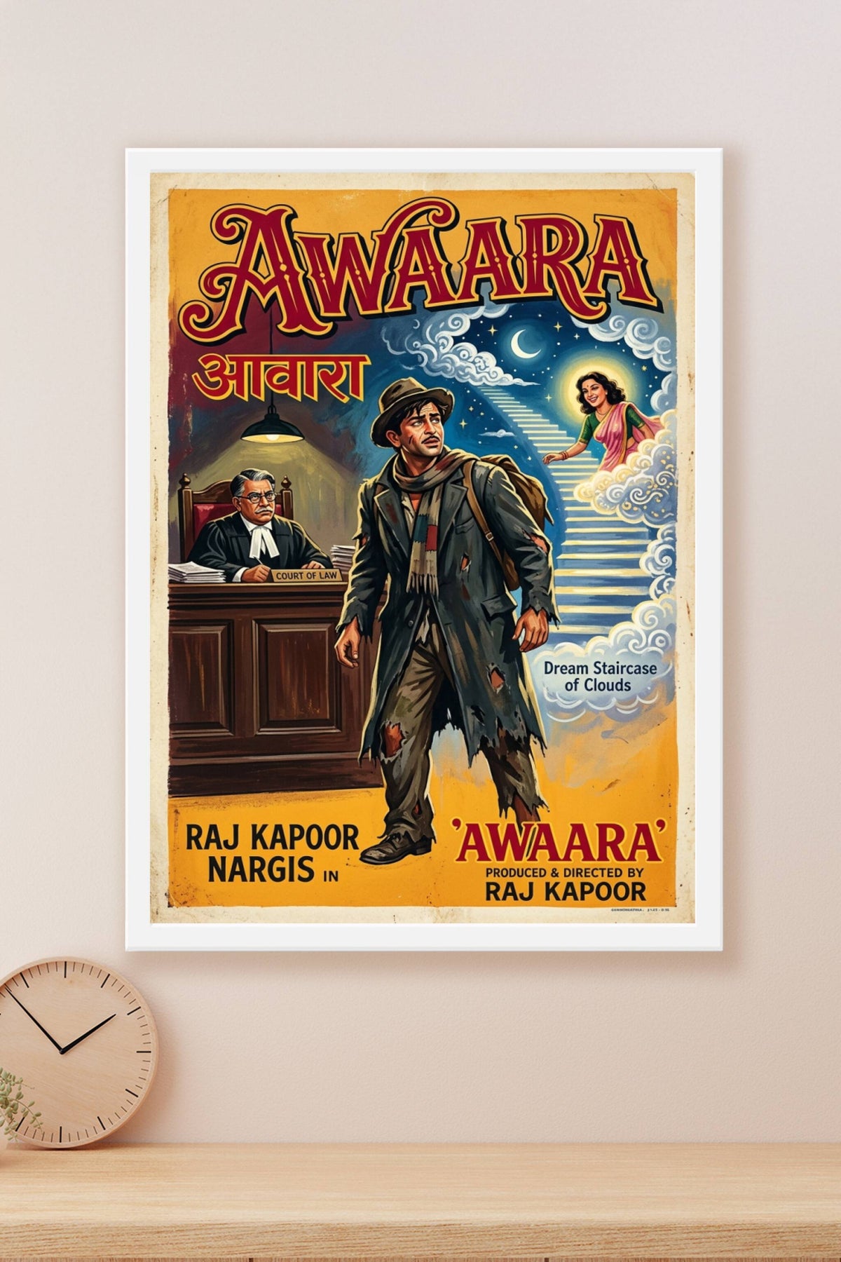 Affiche Awaara, poster escalier de nuages
