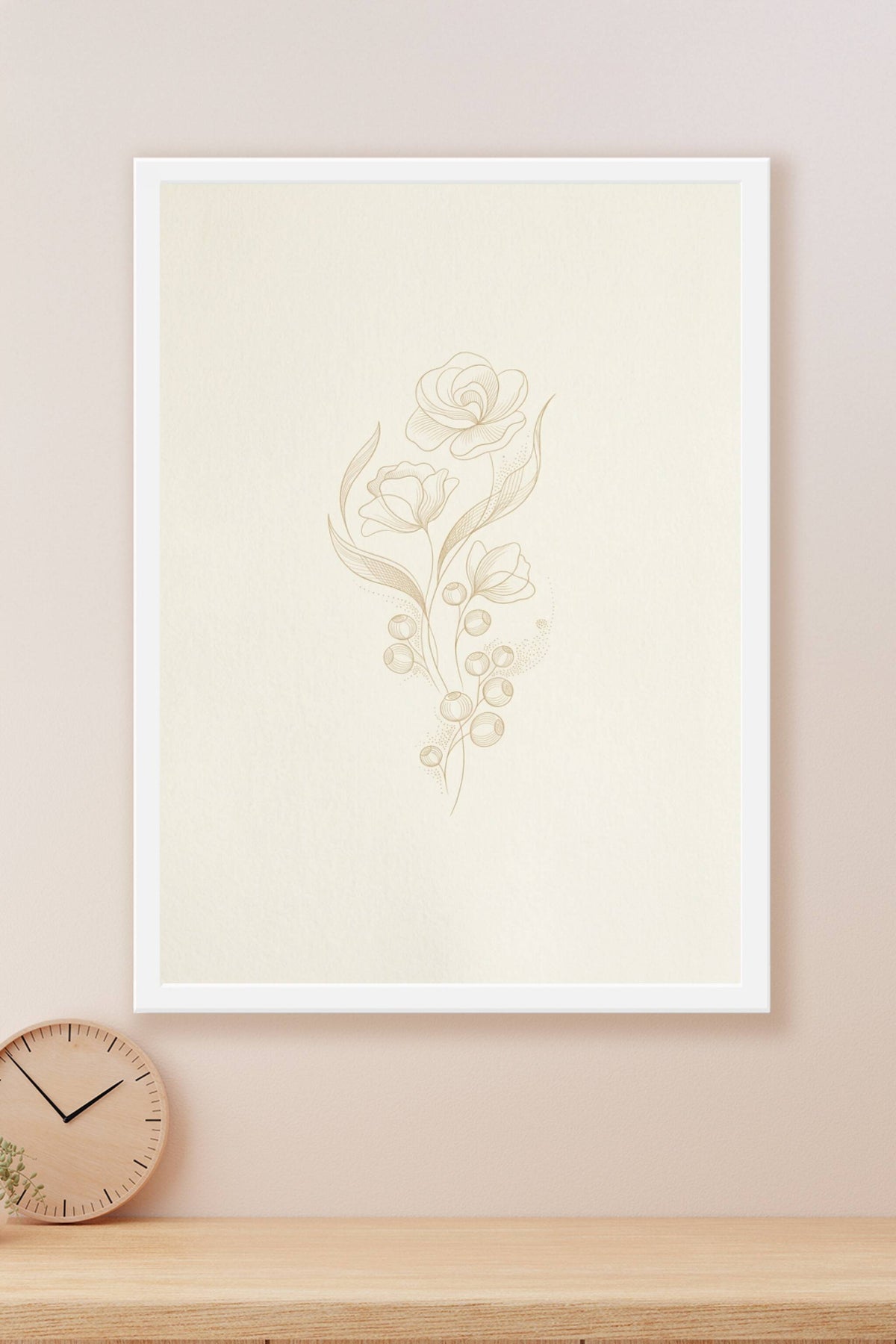 Affiche de fleurs minimalistes, poster trait fin