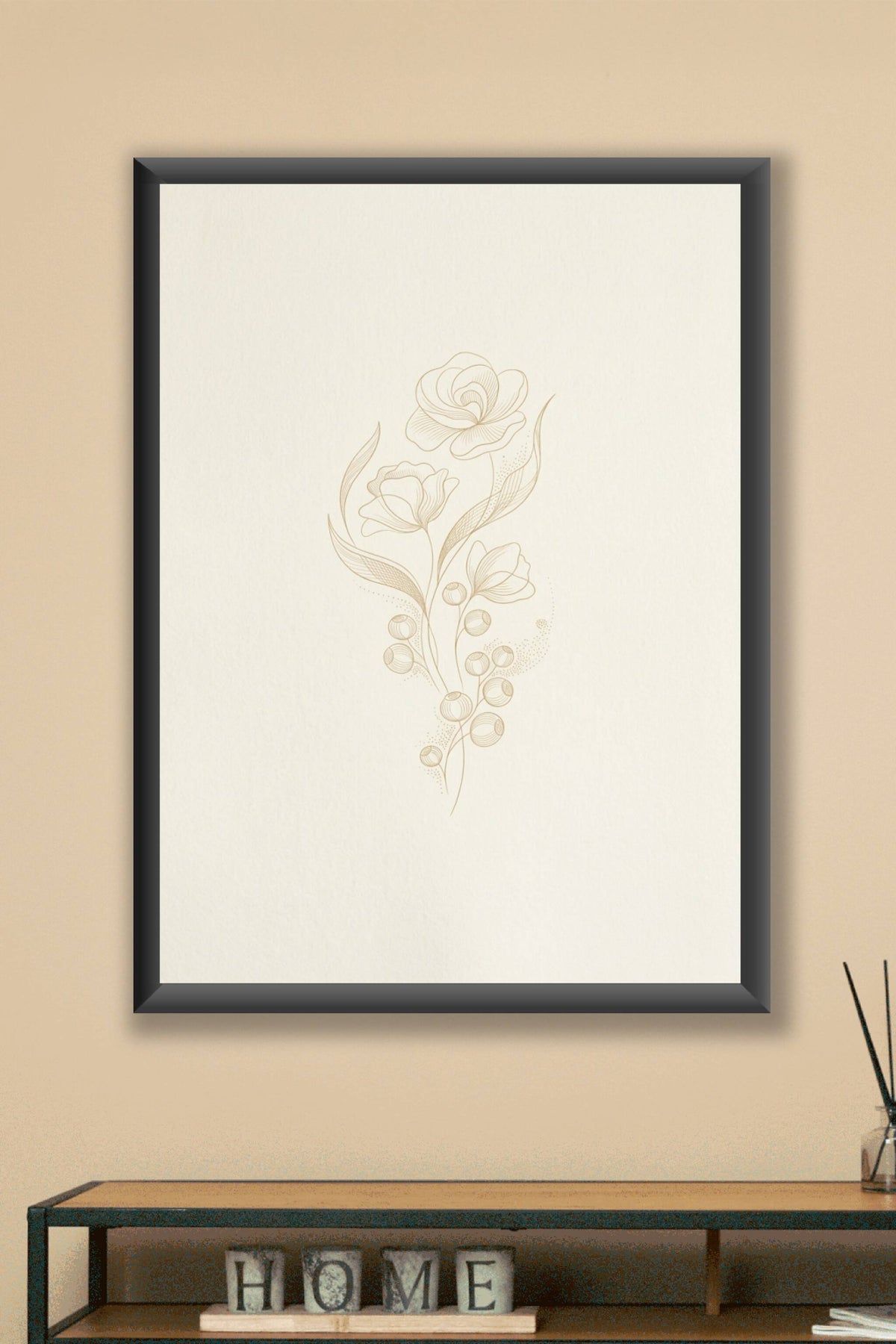 Affiche de fleurs minimalistes, poster trait fin