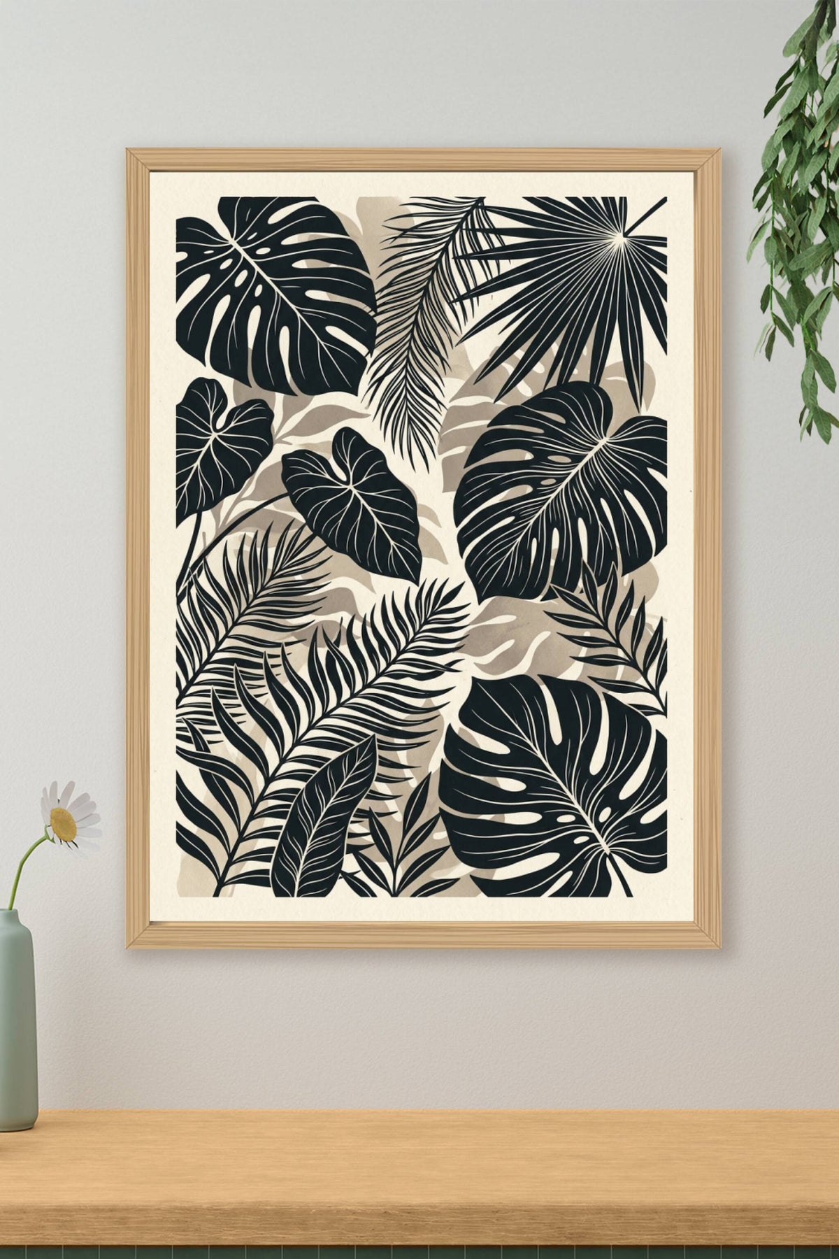 Affiche de feuillage tropical, poster monstera
