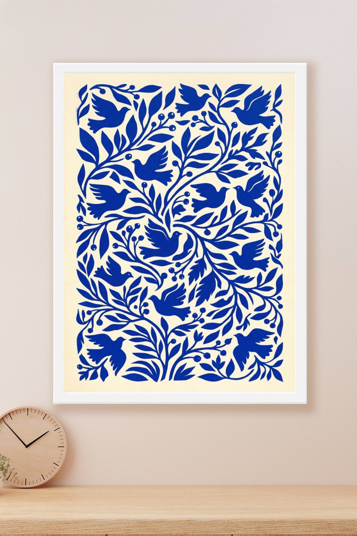 Affiche d'oiseaux bleus, poster botanique