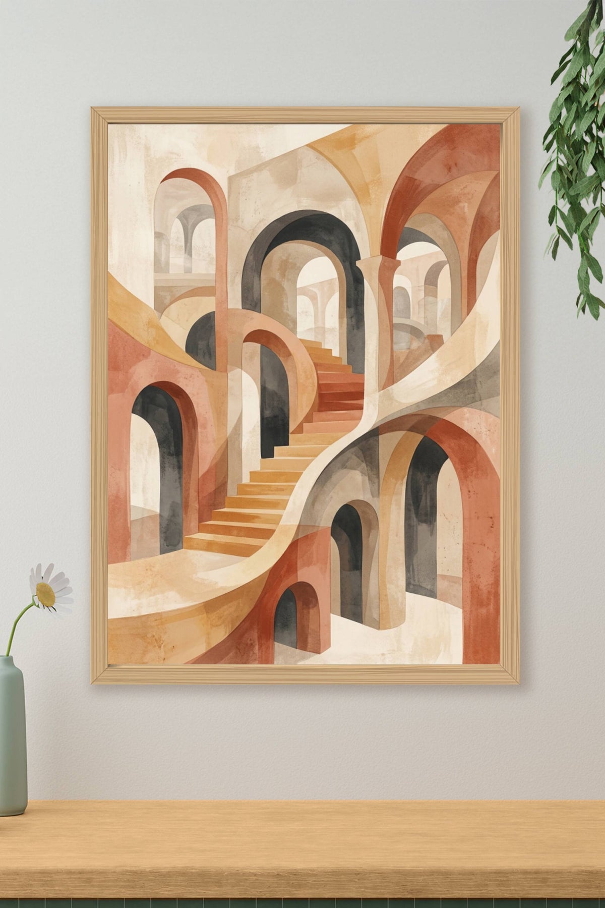 Affiche d'escalier abstrait, poster arches