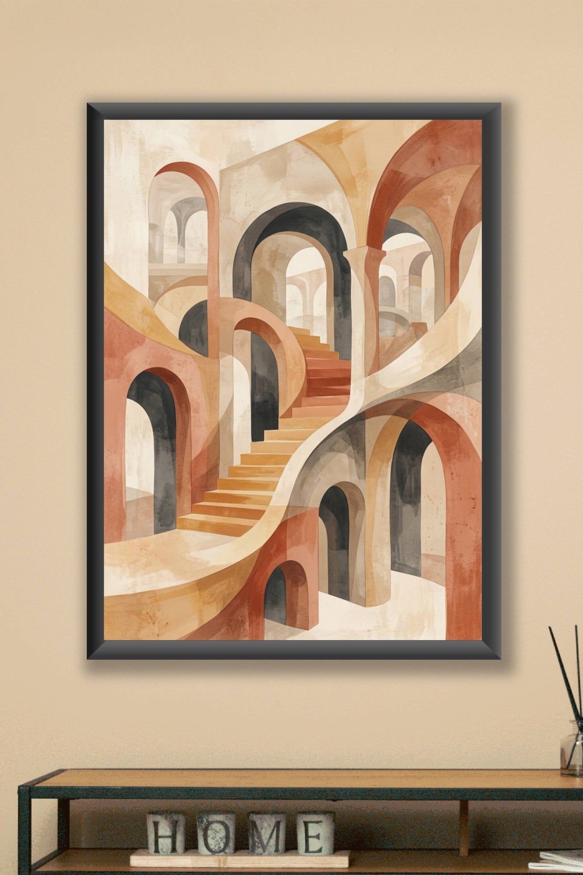 Affiche d'escalier abstrait, poster arches