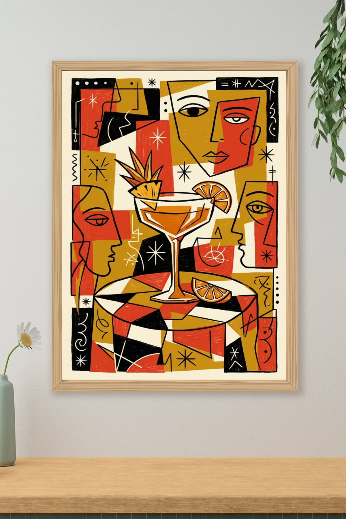 Affiche de Cocktail, poster cubiste abstrait