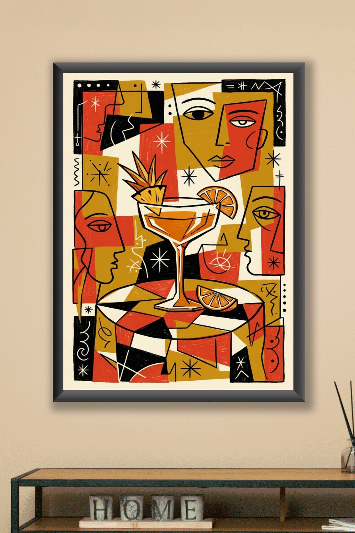 Affiche de Cocktail, poster cubiste abstrait