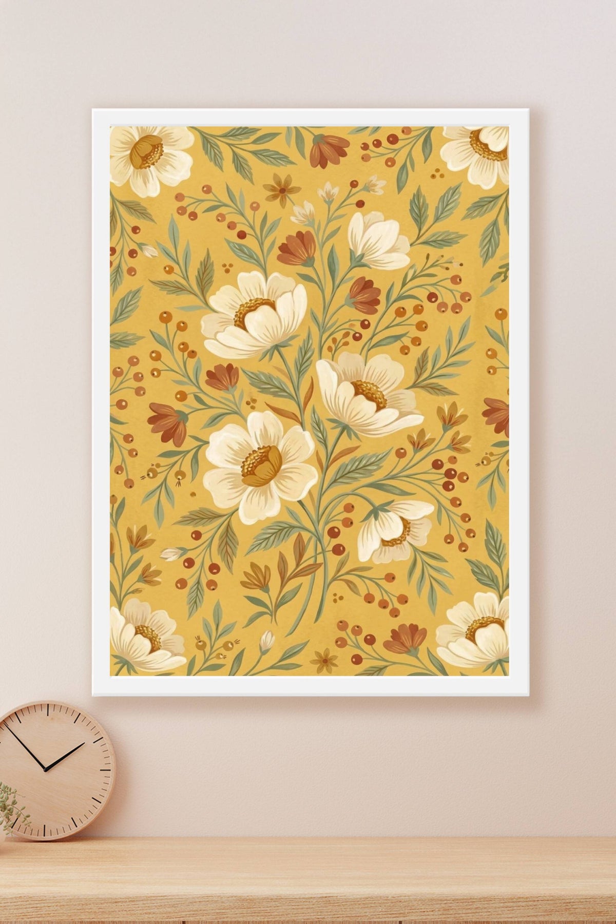 Affiche fleurs sauvages, poster botanique jaune