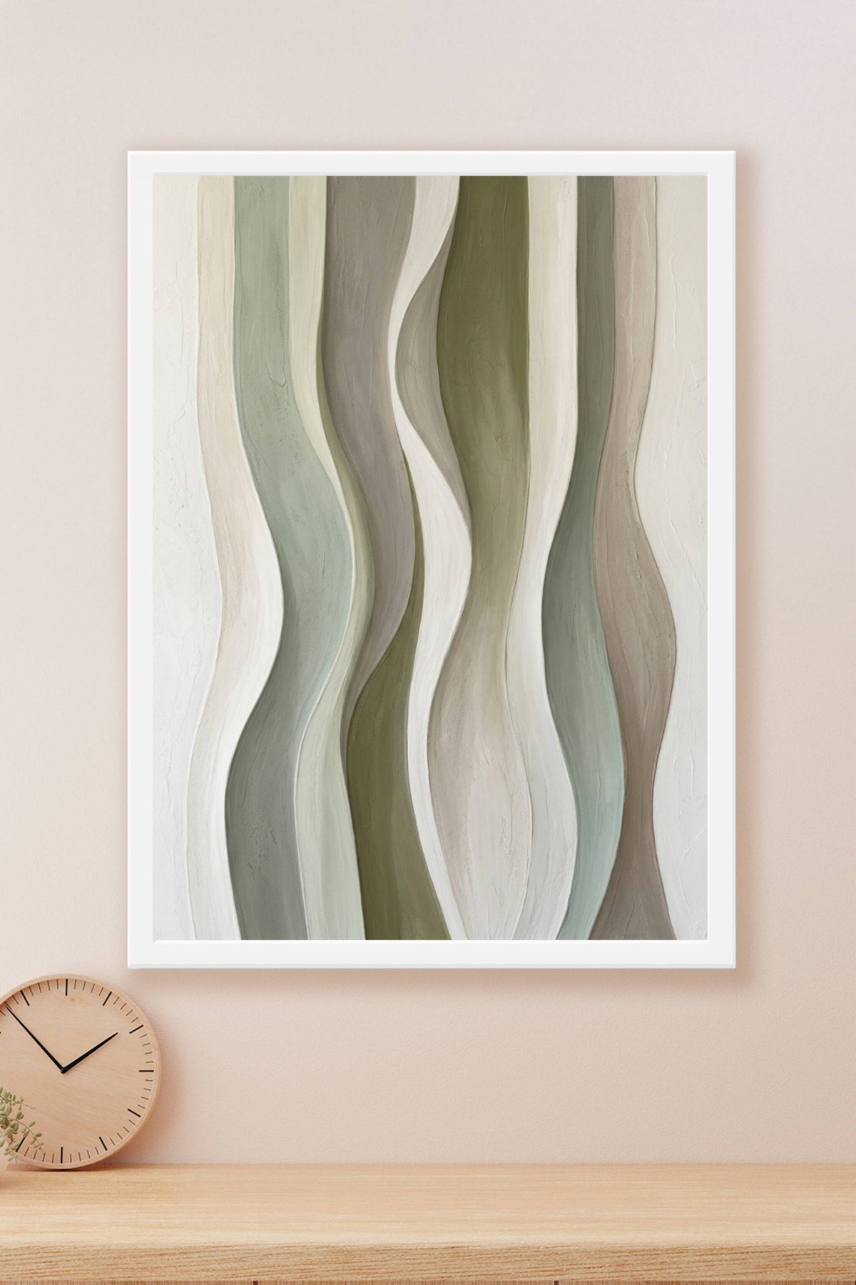 Poster d'art abstrait, vagues vert sauge