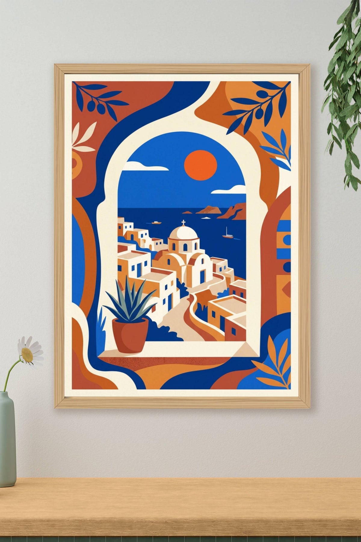 Affiche de Santorin, poster Grèce cycladique