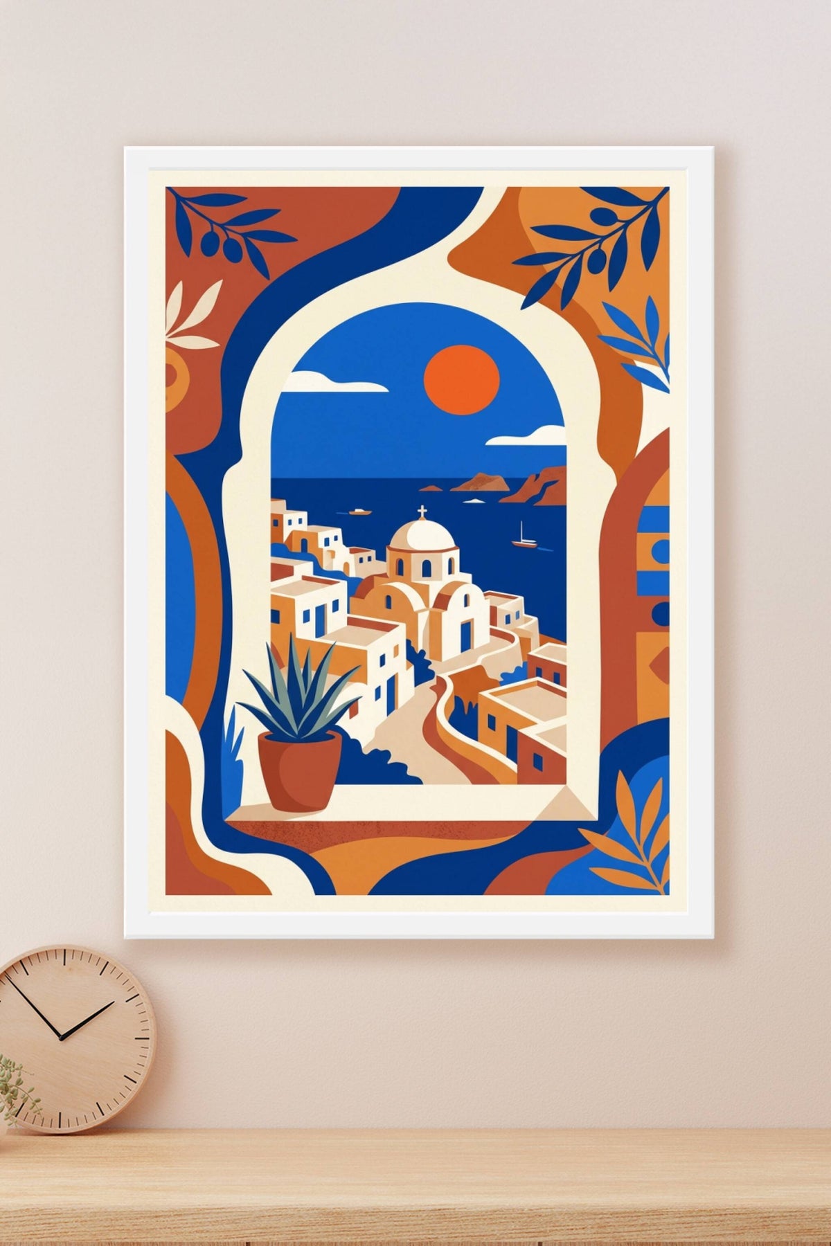 Affiche de Santorin, poster Grèce cycladique