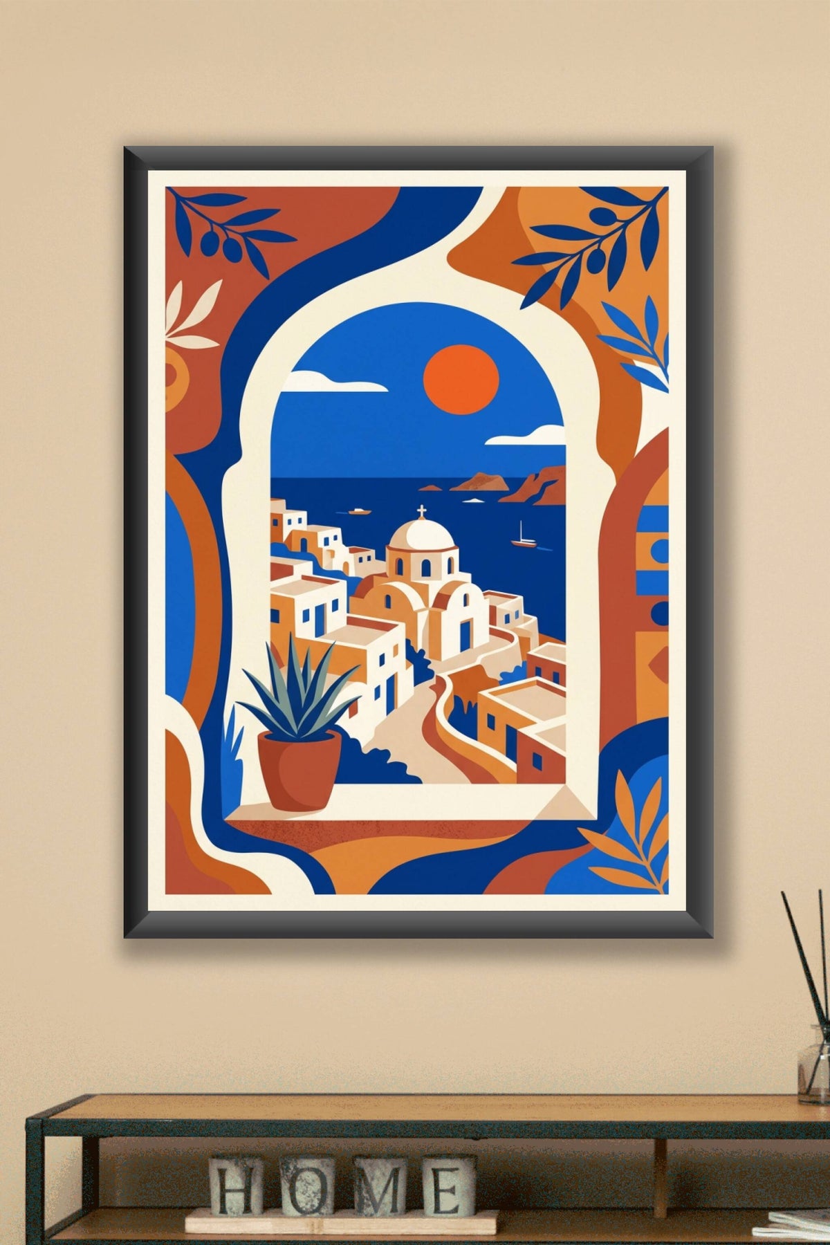 Affiche de Santorin, poster Grèce cycladique