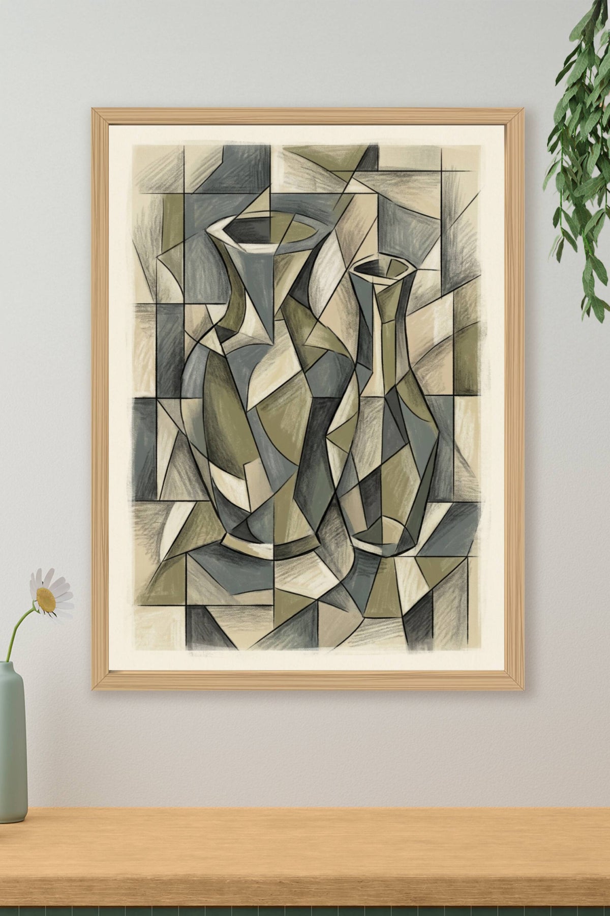 Affiche de vases cubistes, poster style abstrait