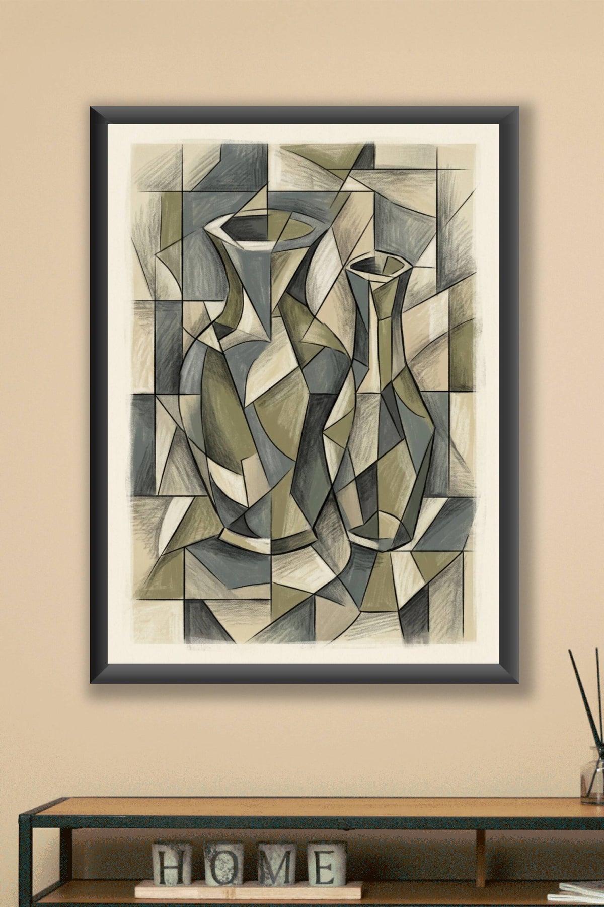 Affiche de vases cubistes, poster style abstrait