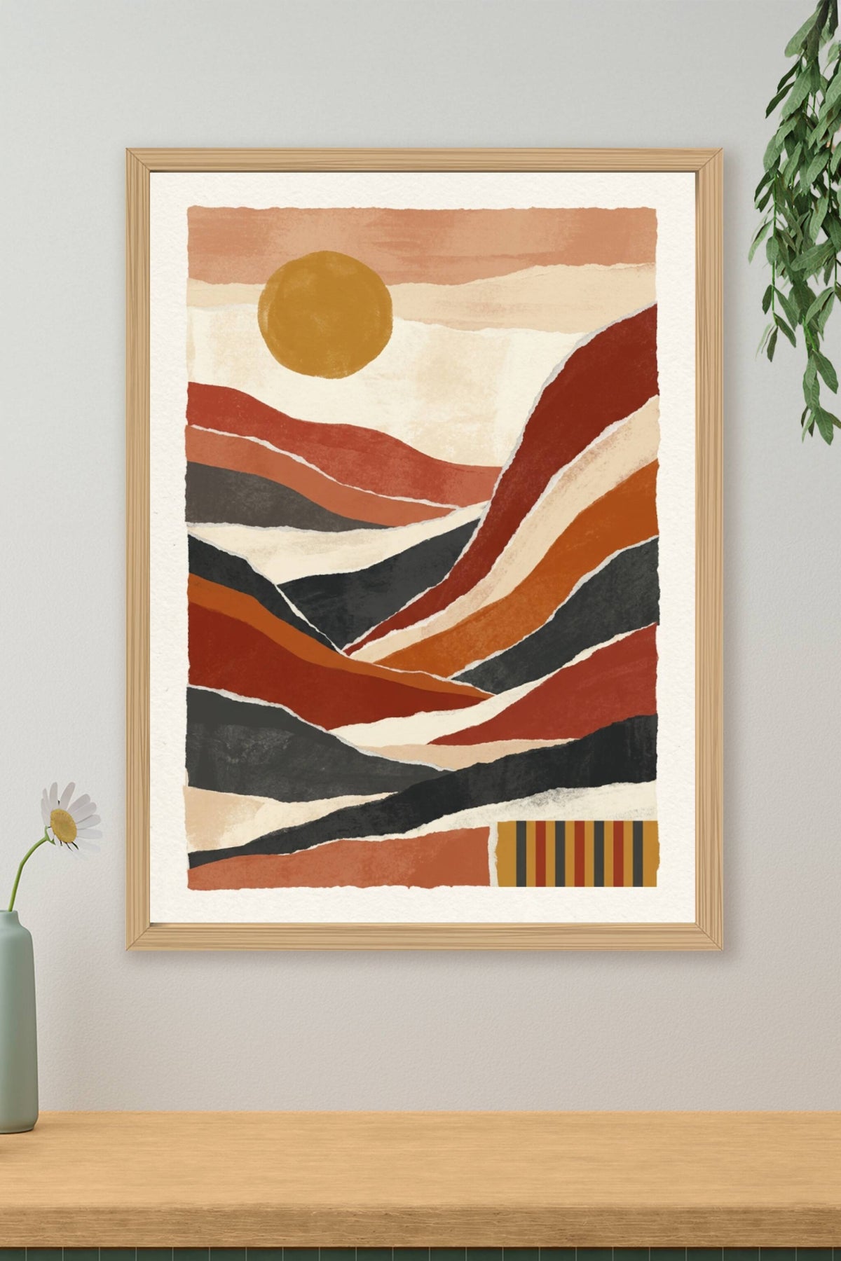 Poster Paysage Abstrait, collage terracotta