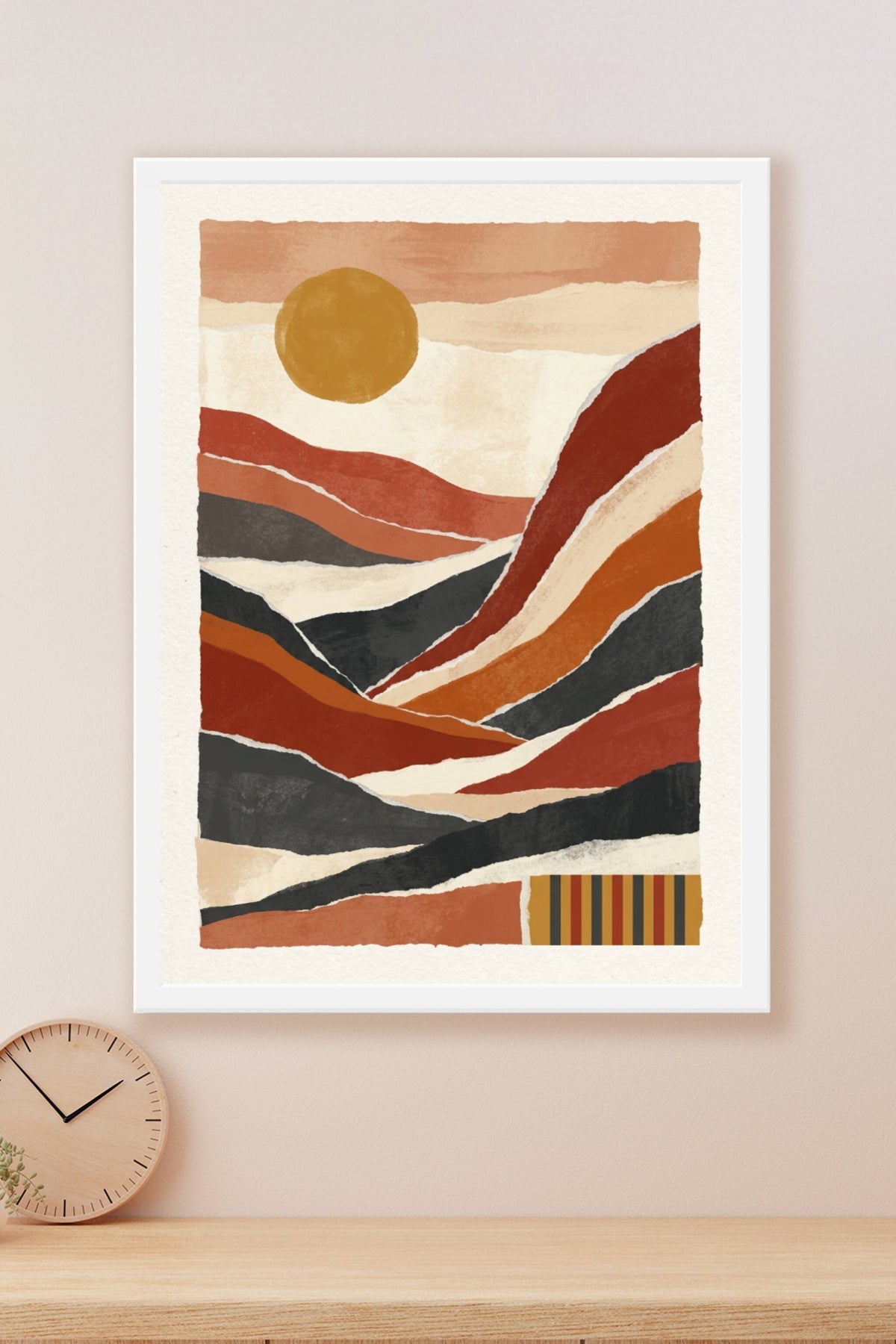 Poster Paysage Abstrait, collage terracotta
