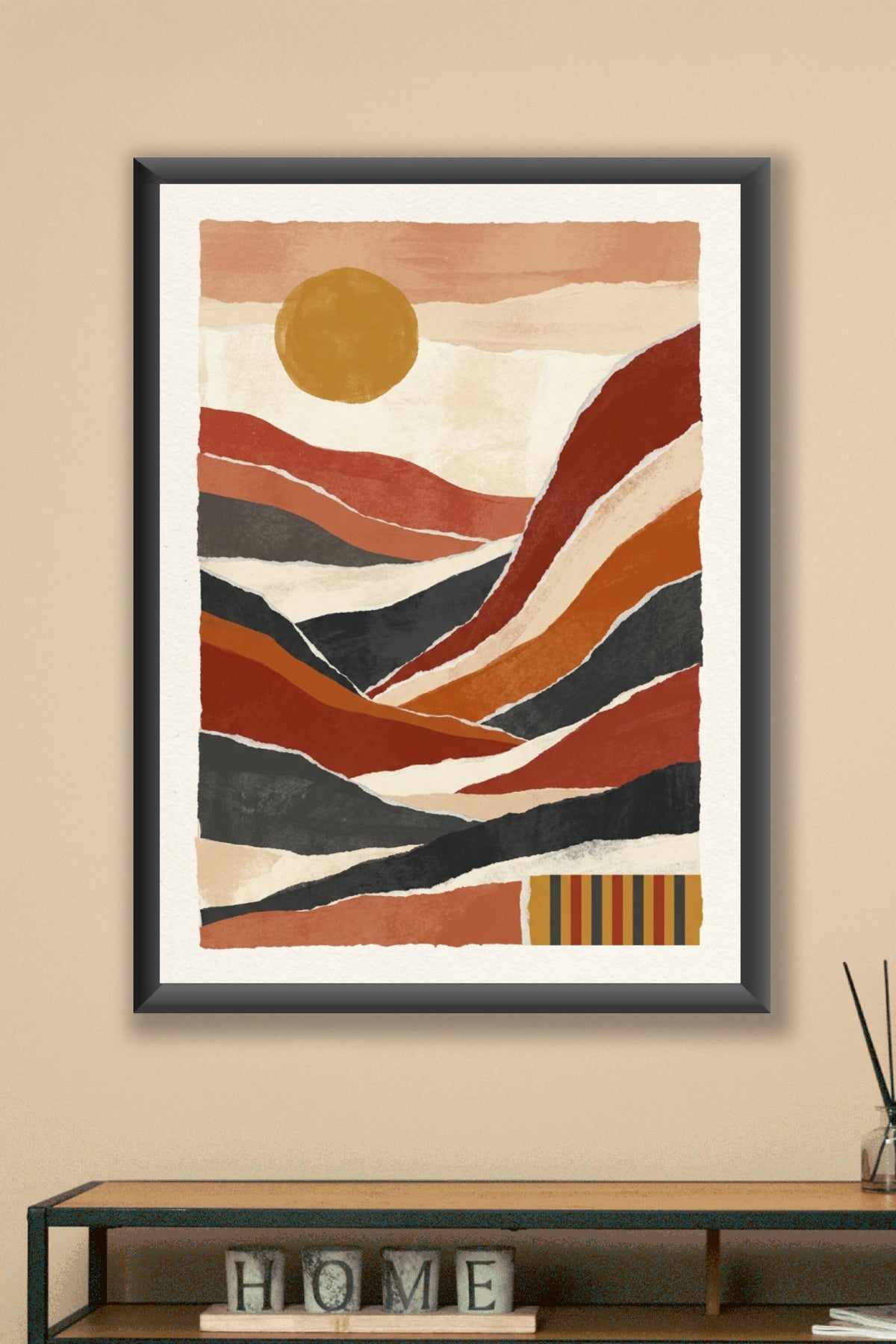 Poster Paysage Abstrait, collage terracotta