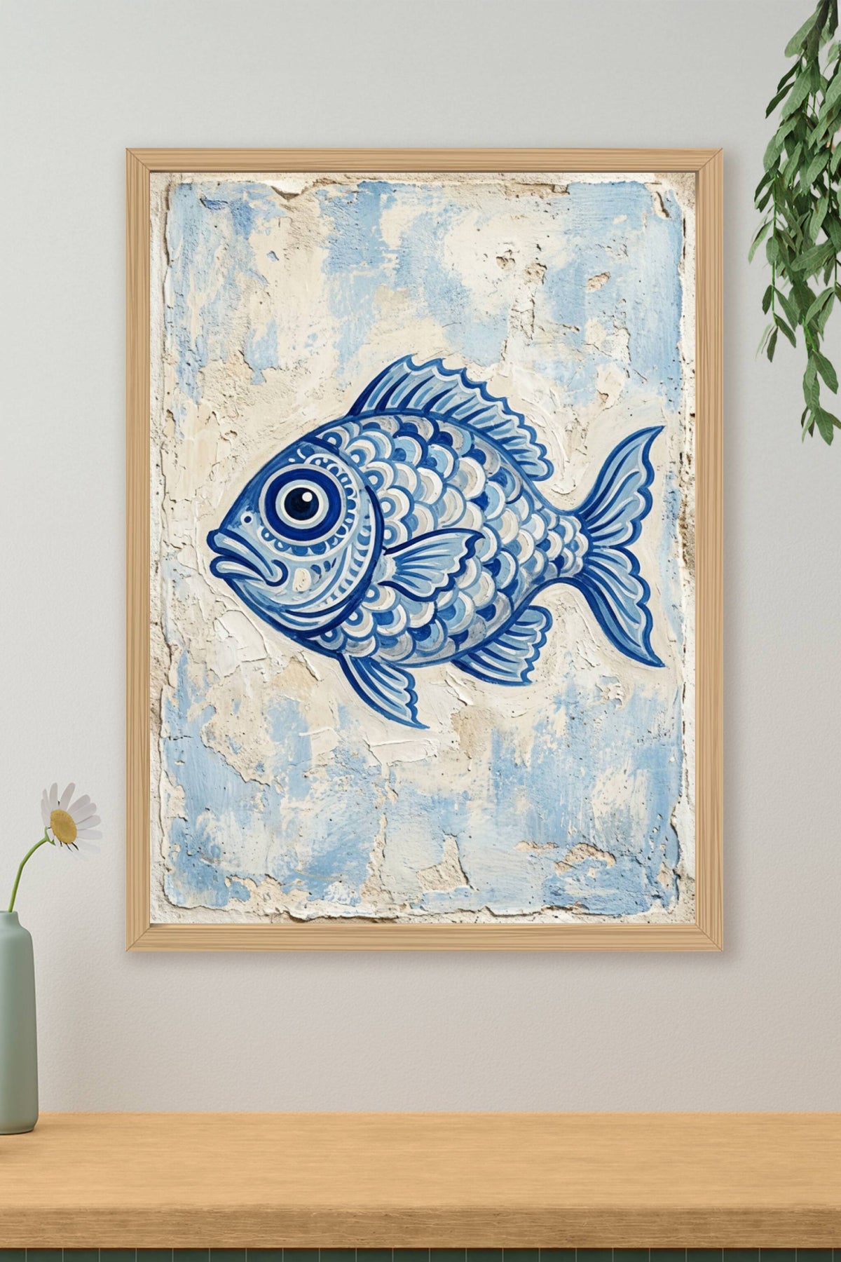 Affiche de Poisson bleu, poster azulejo portugais