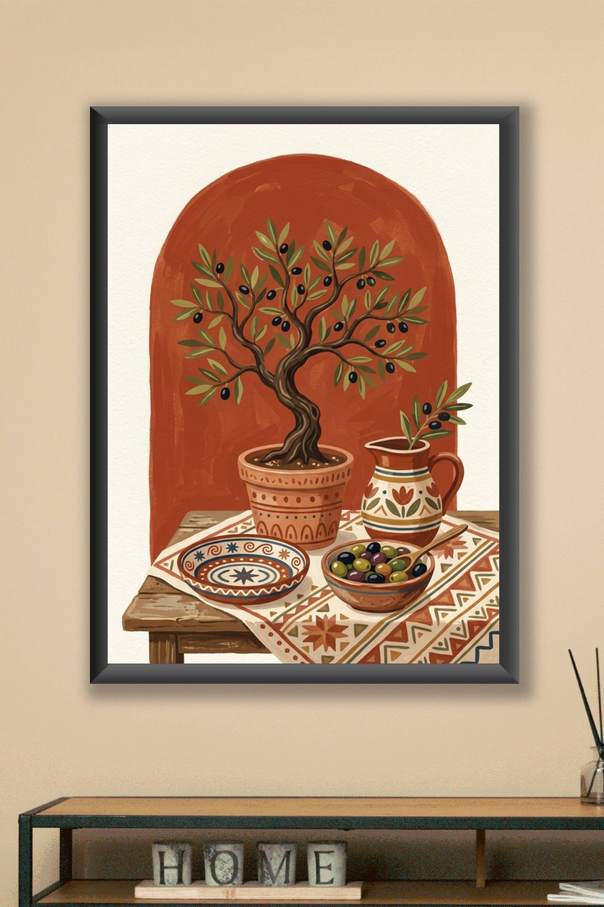 Affiche d'olivier, poster poterie méditerranéenne
