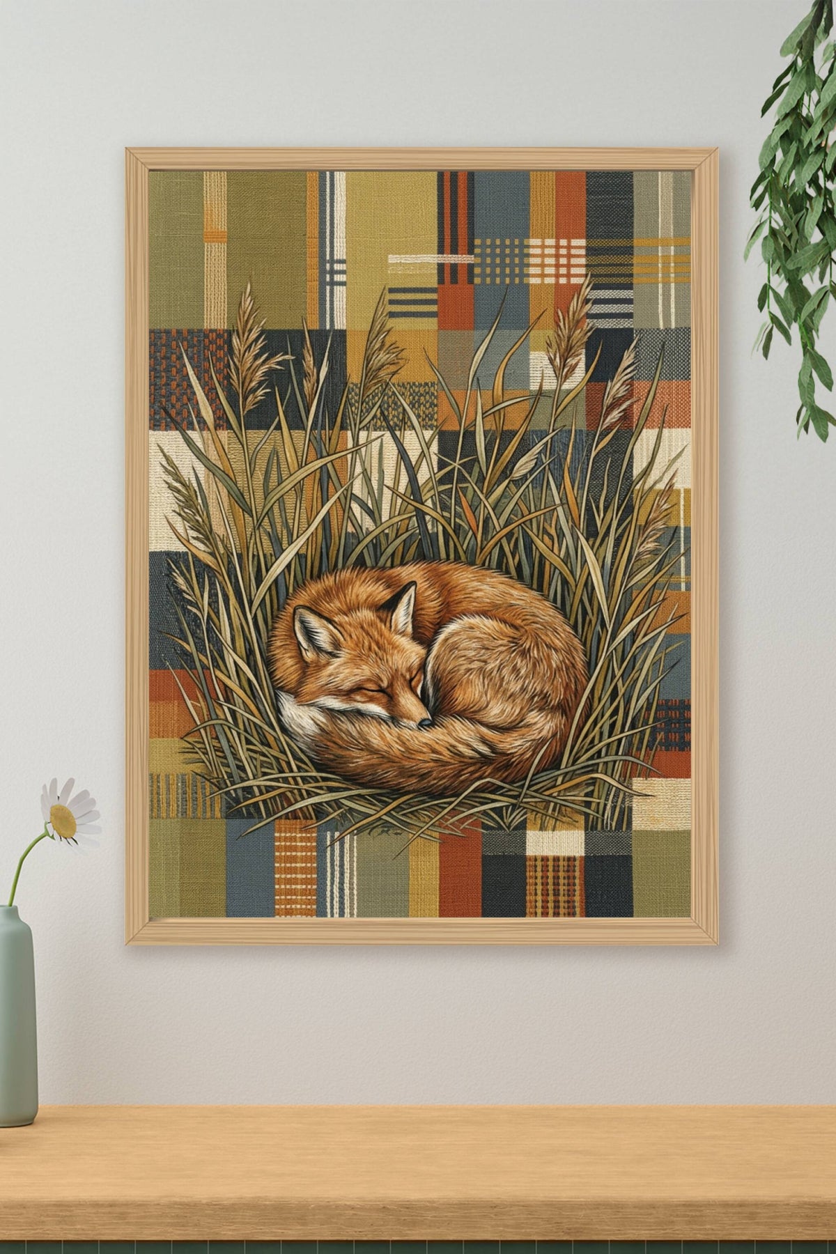 Affiche de renard endormi, poster illustration