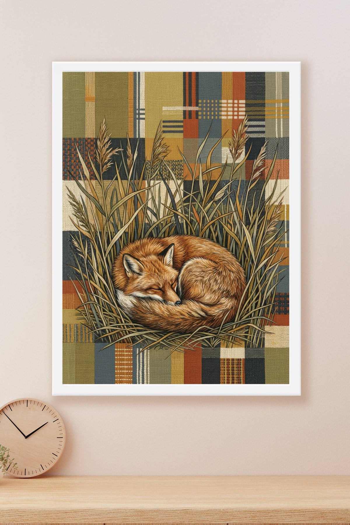 Affiche de renard endormi, poster illustration
