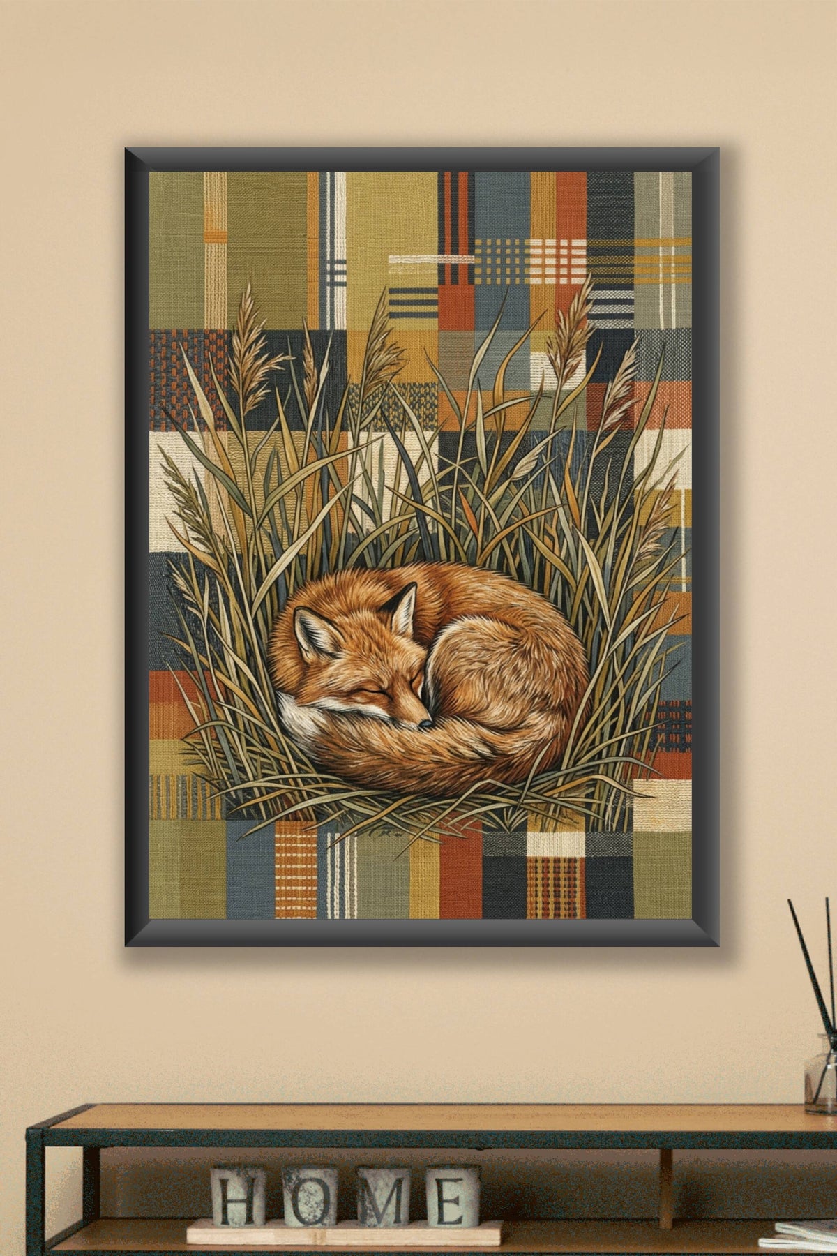 Affiche de renard endormi, poster illustration
