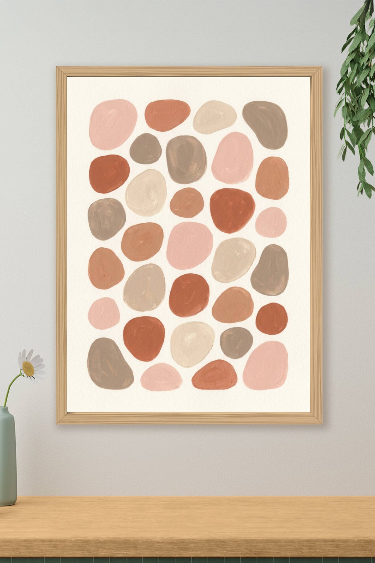 Affiche de galets abstraits, poster terracotta