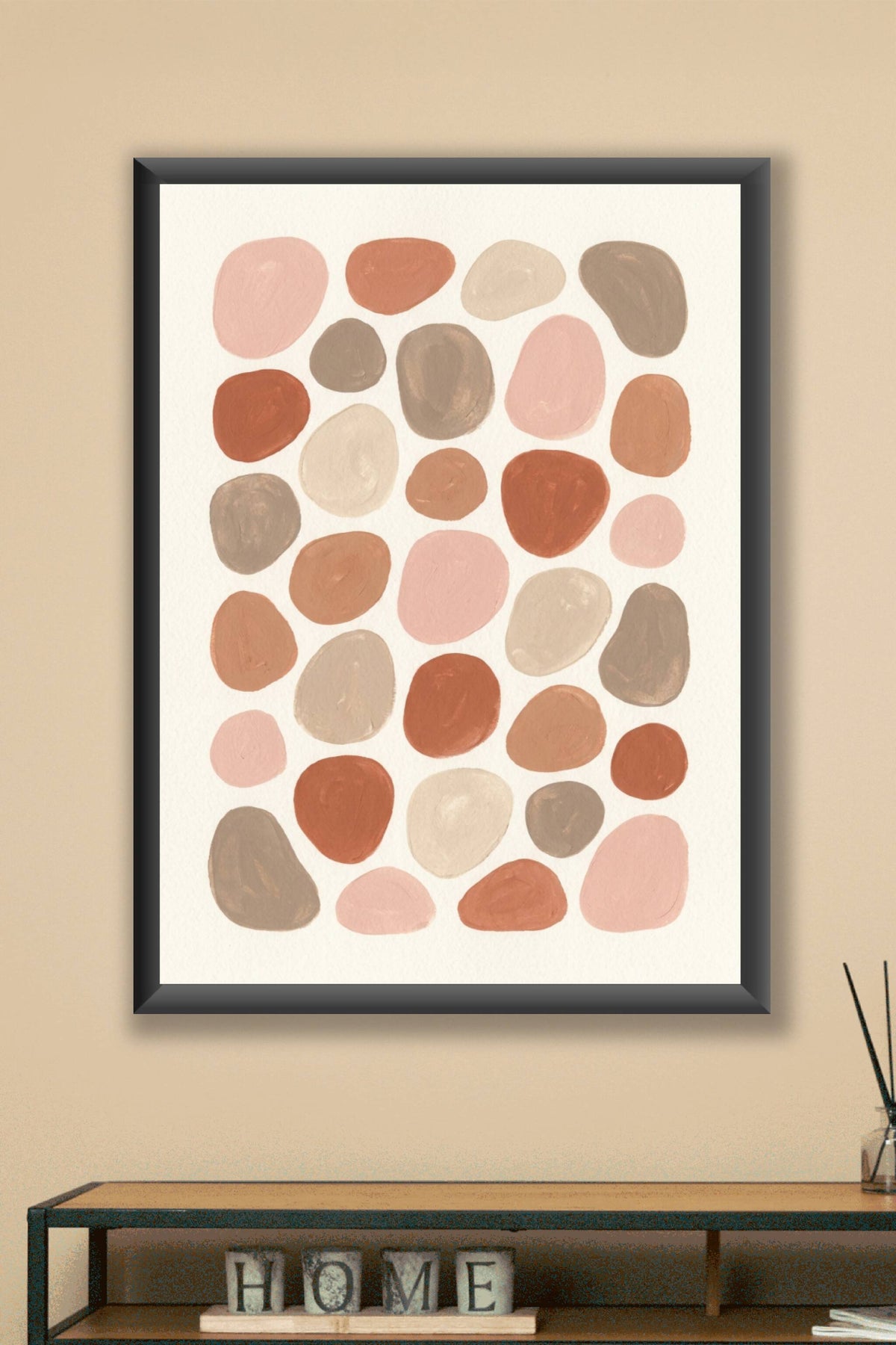 Affiche de galets abstraits, poster terracotta