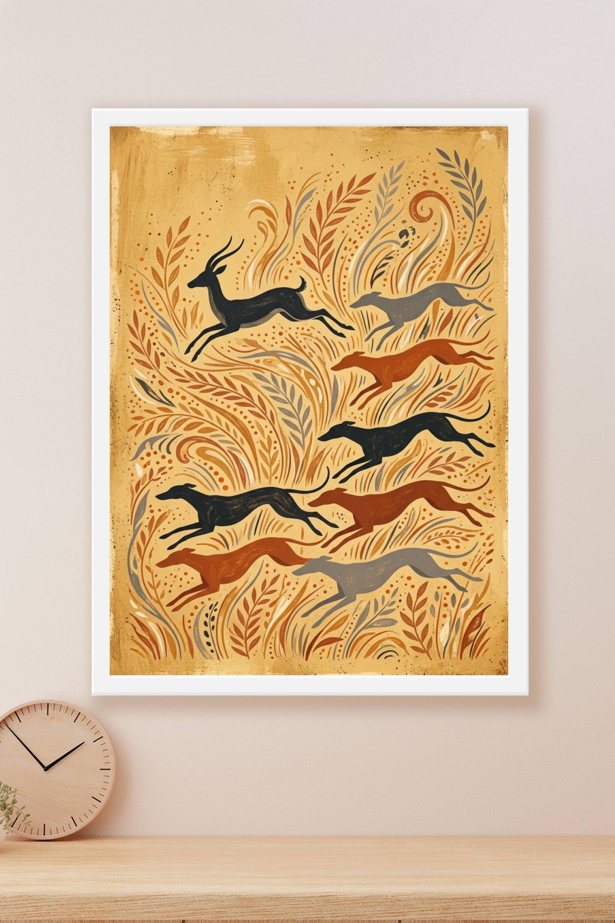 Affiche de Chasse, poster lévriers et gazelle