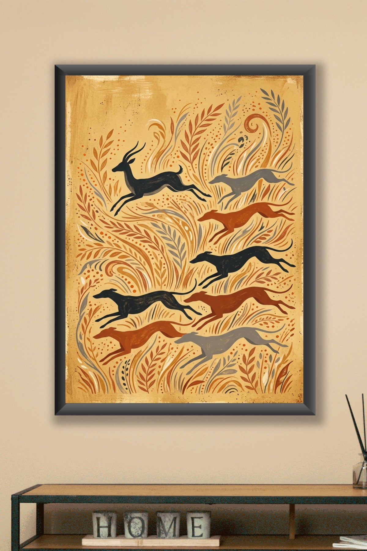 Affiche de Chasse, poster lévriers et gazelle