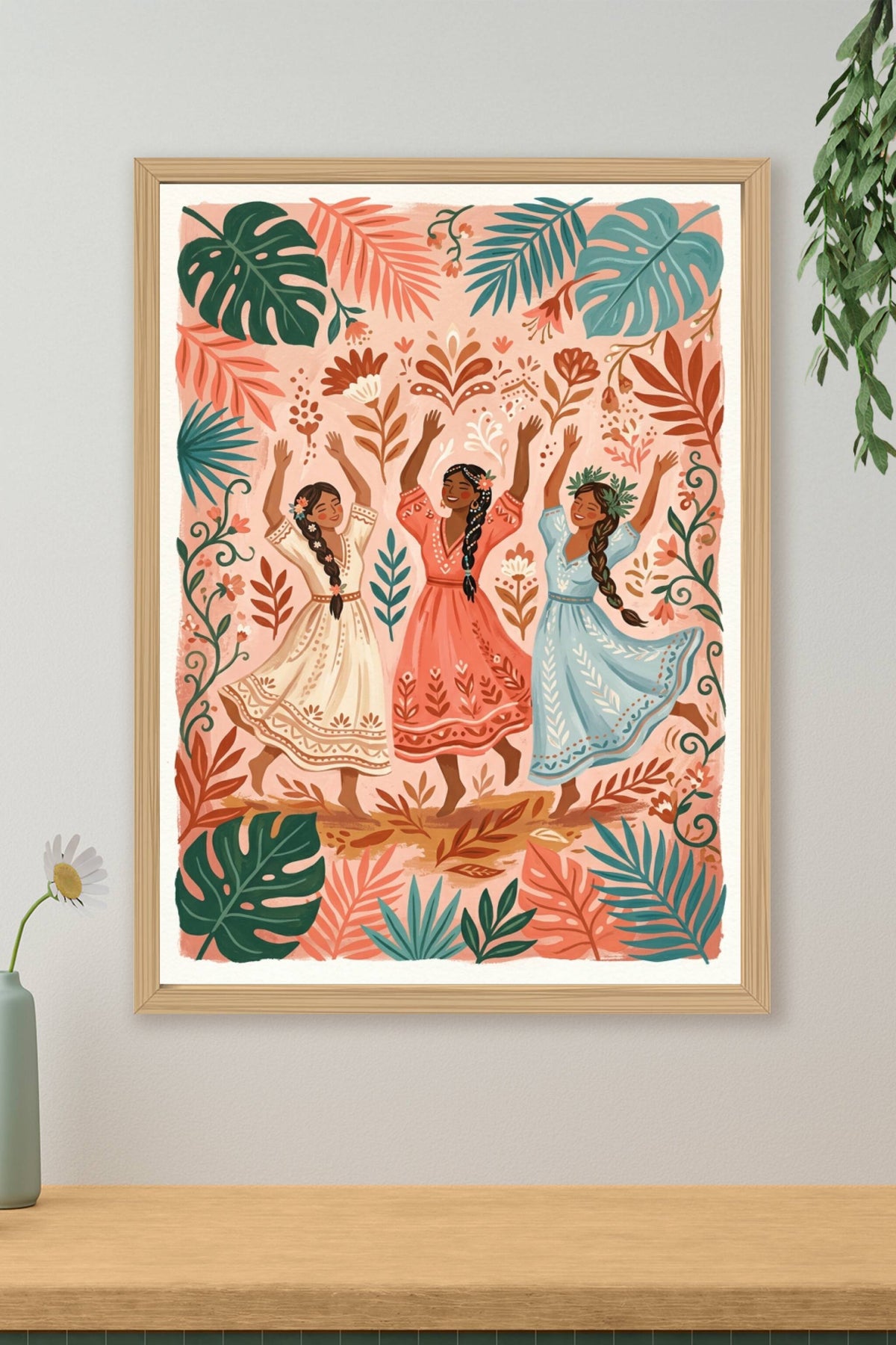 Affiche de femmes dansantes, poster bohème