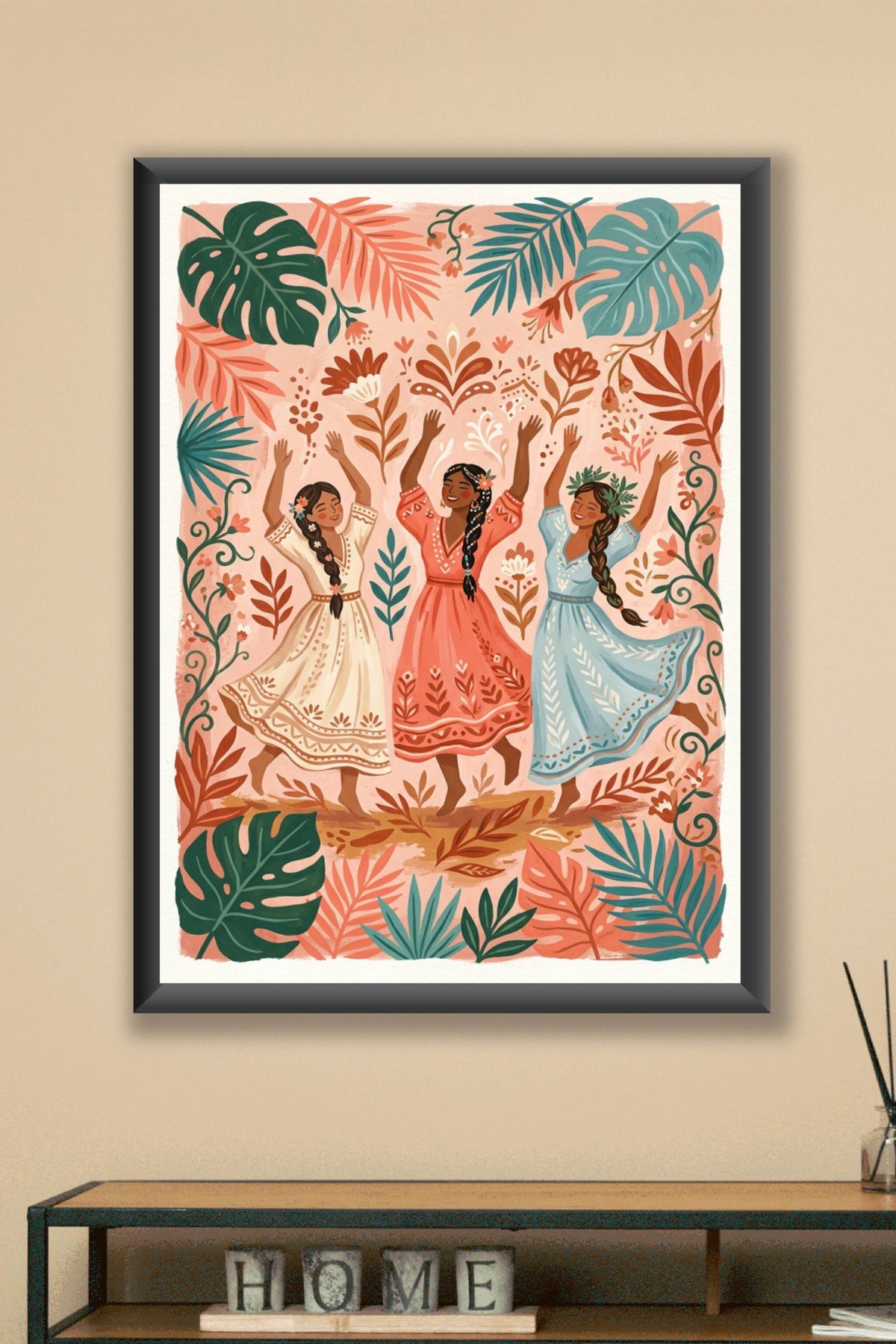 Affiche de femmes dansantes, poster bohème