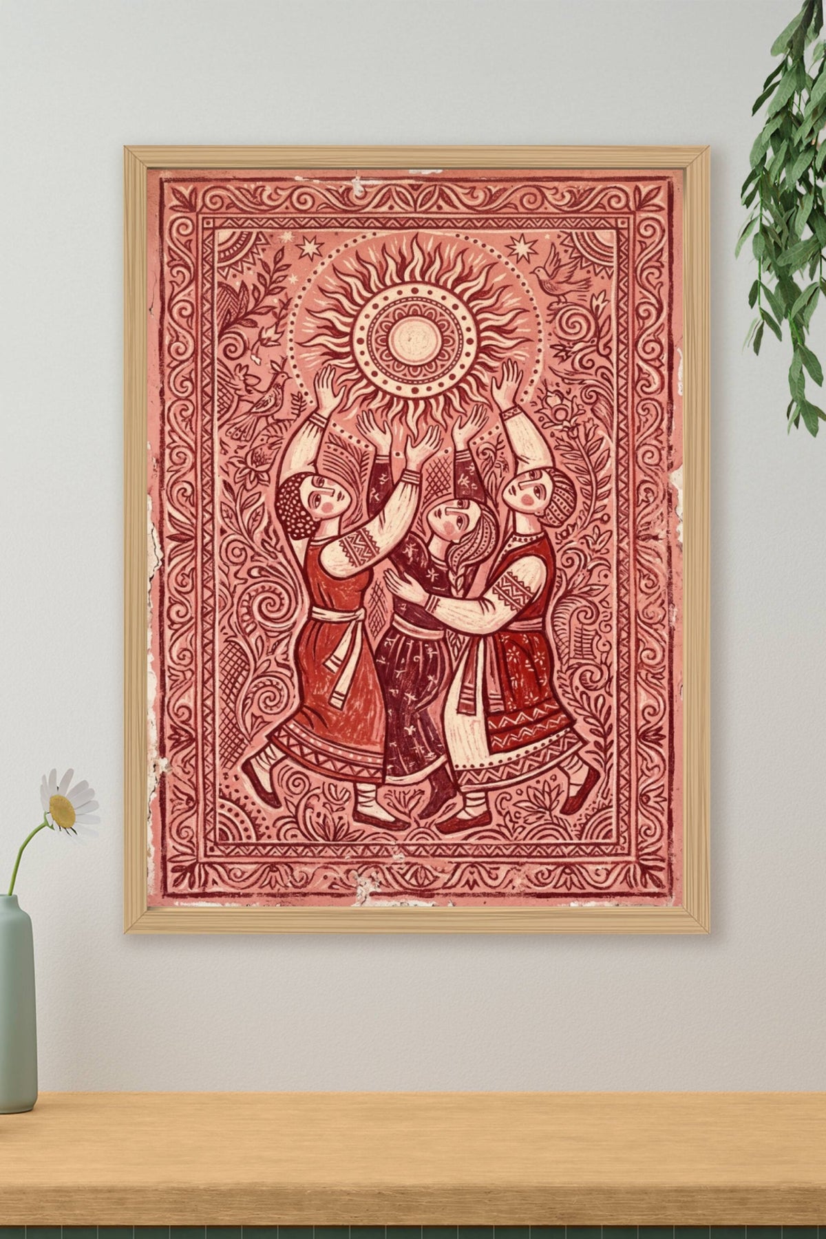 Poster d'art slave, illustration soleil rouge
