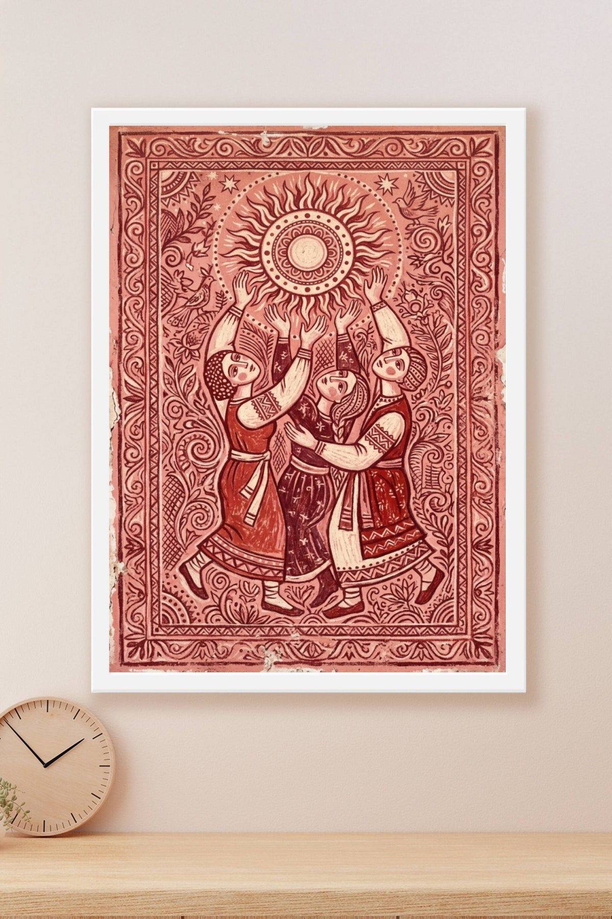Poster d'art slave, illustration soleil rouge