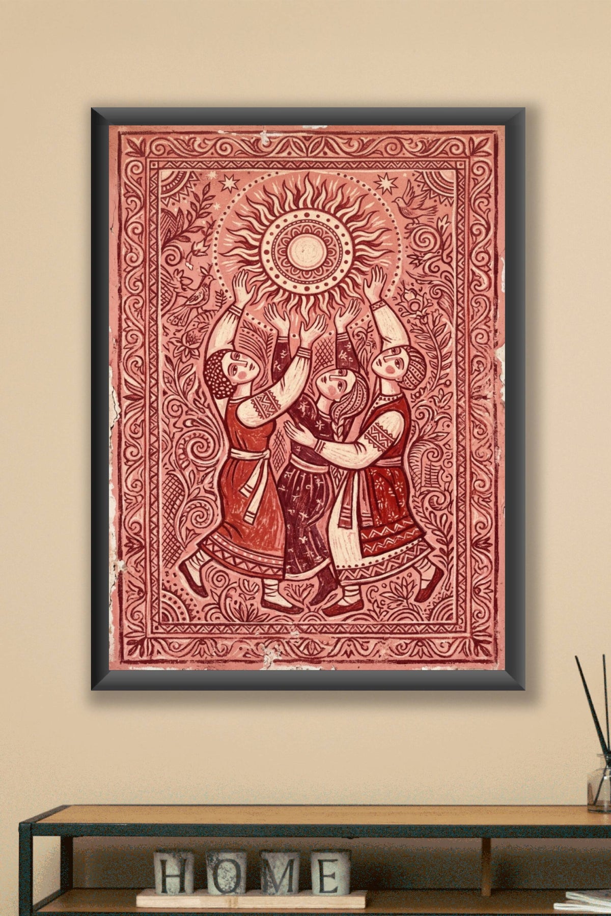 Poster d'art slave, illustration soleil rouge