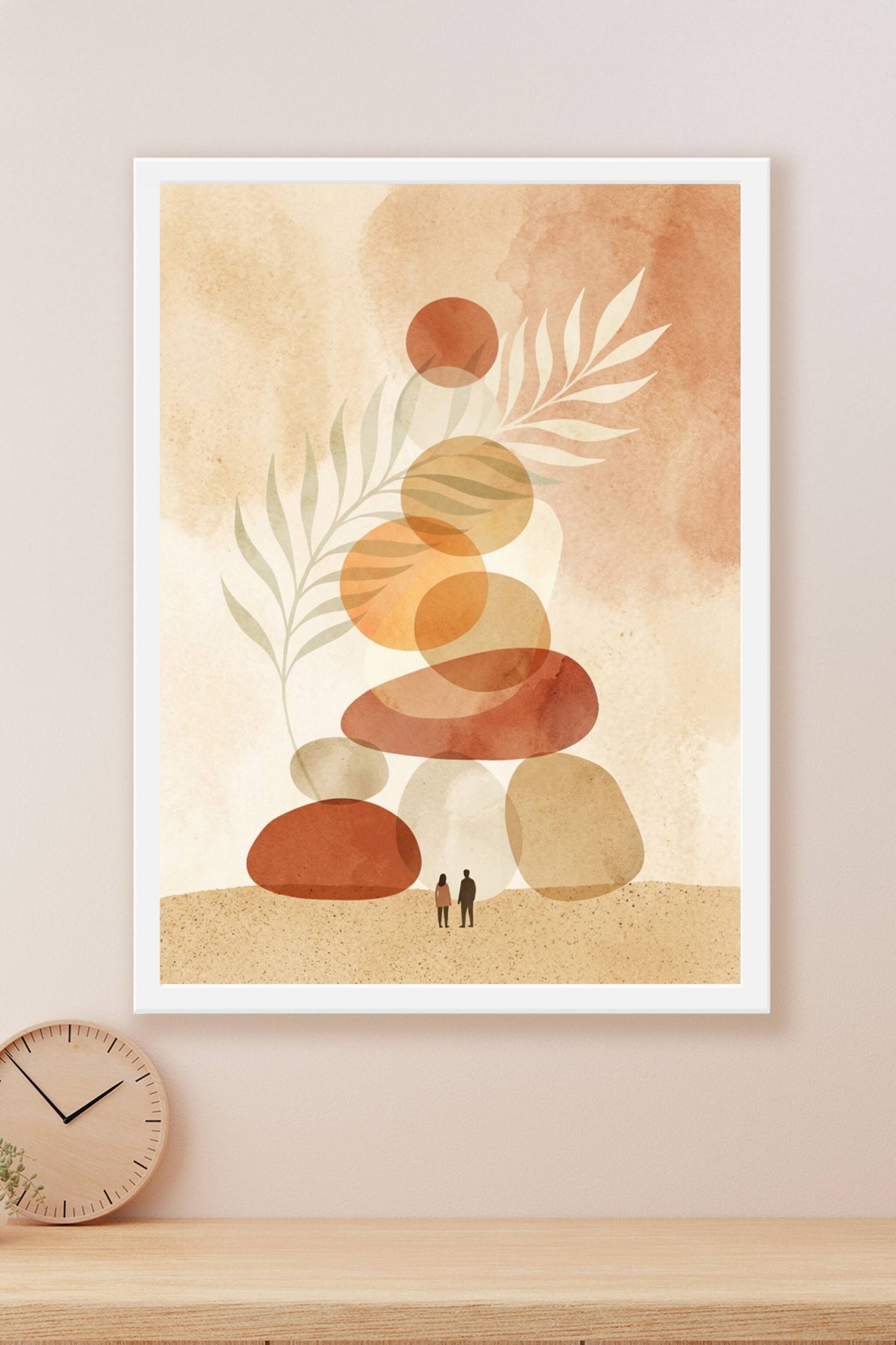 Poster d'art abstrait, poster galets en équilibre