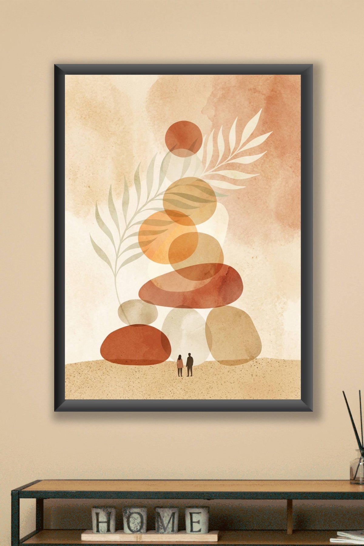 Poster d'art abstrait, poster galets en équilibre