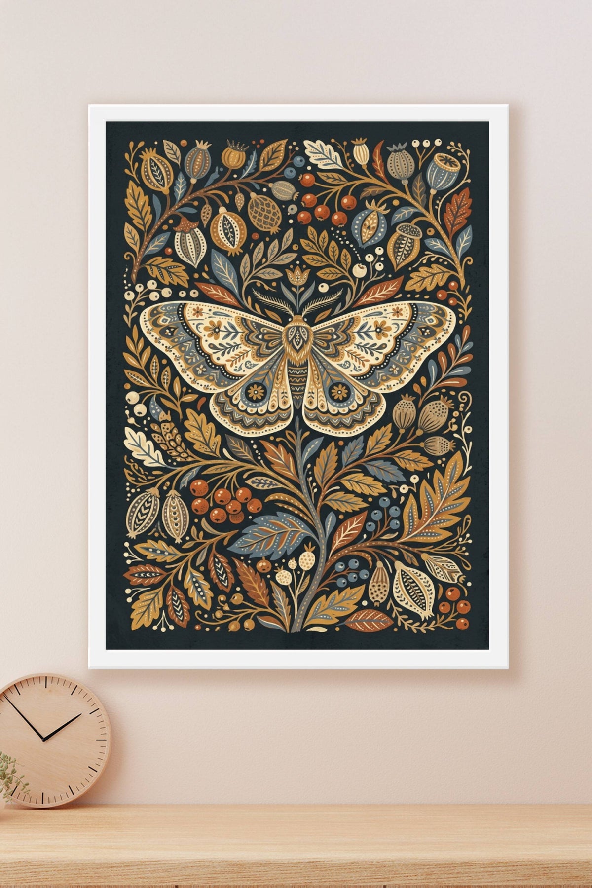 Affiche papillon de nuit, poster botanique