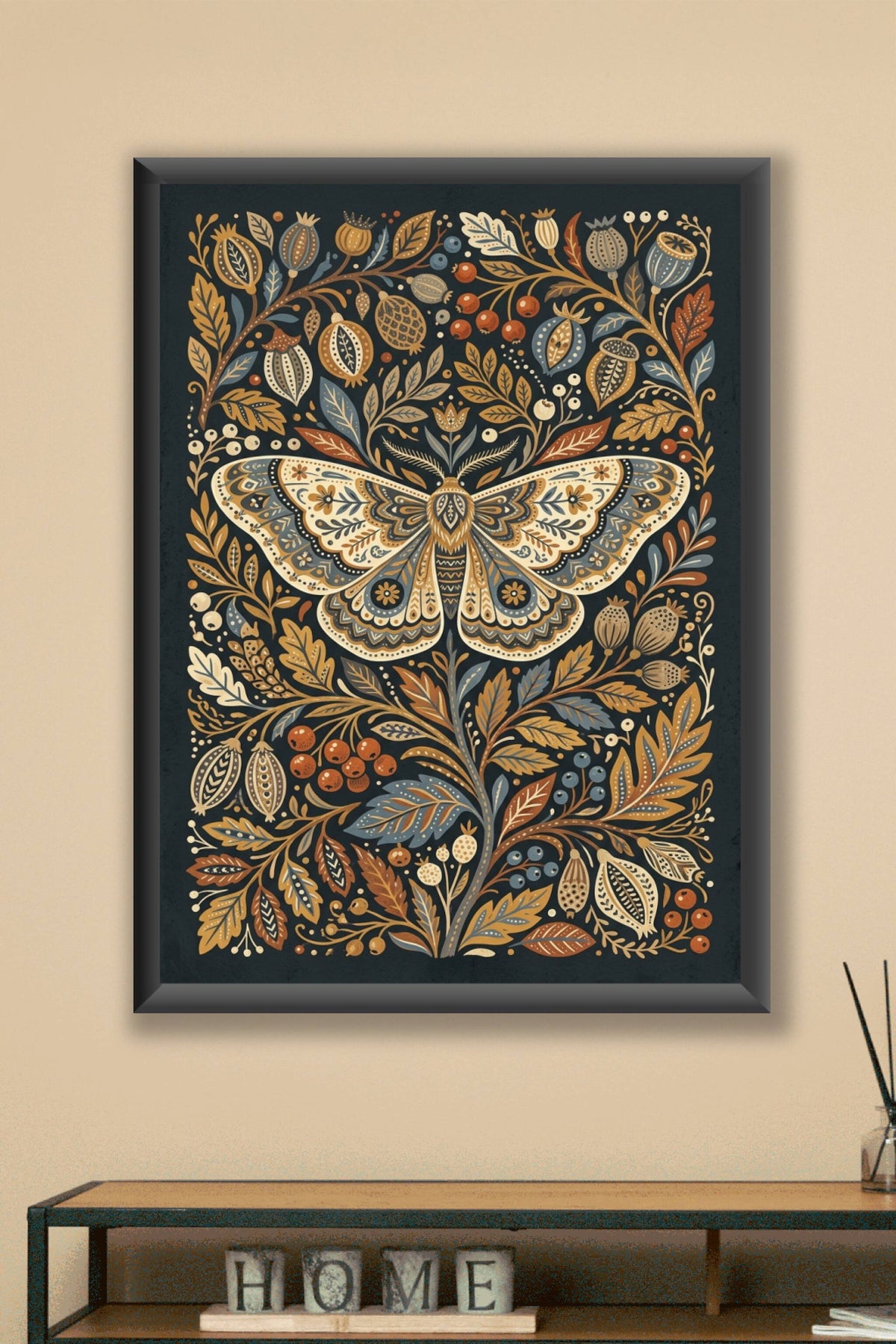 Affiche papillon de nuit, poster botanique