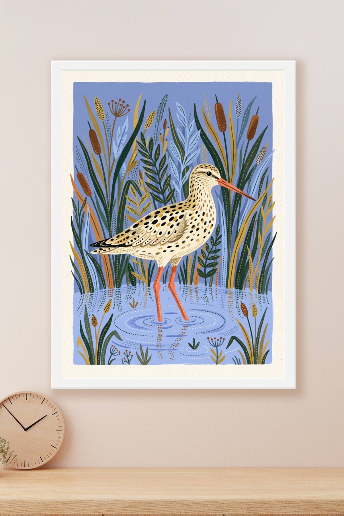 Affiche de la barge rousse, poster oiseau