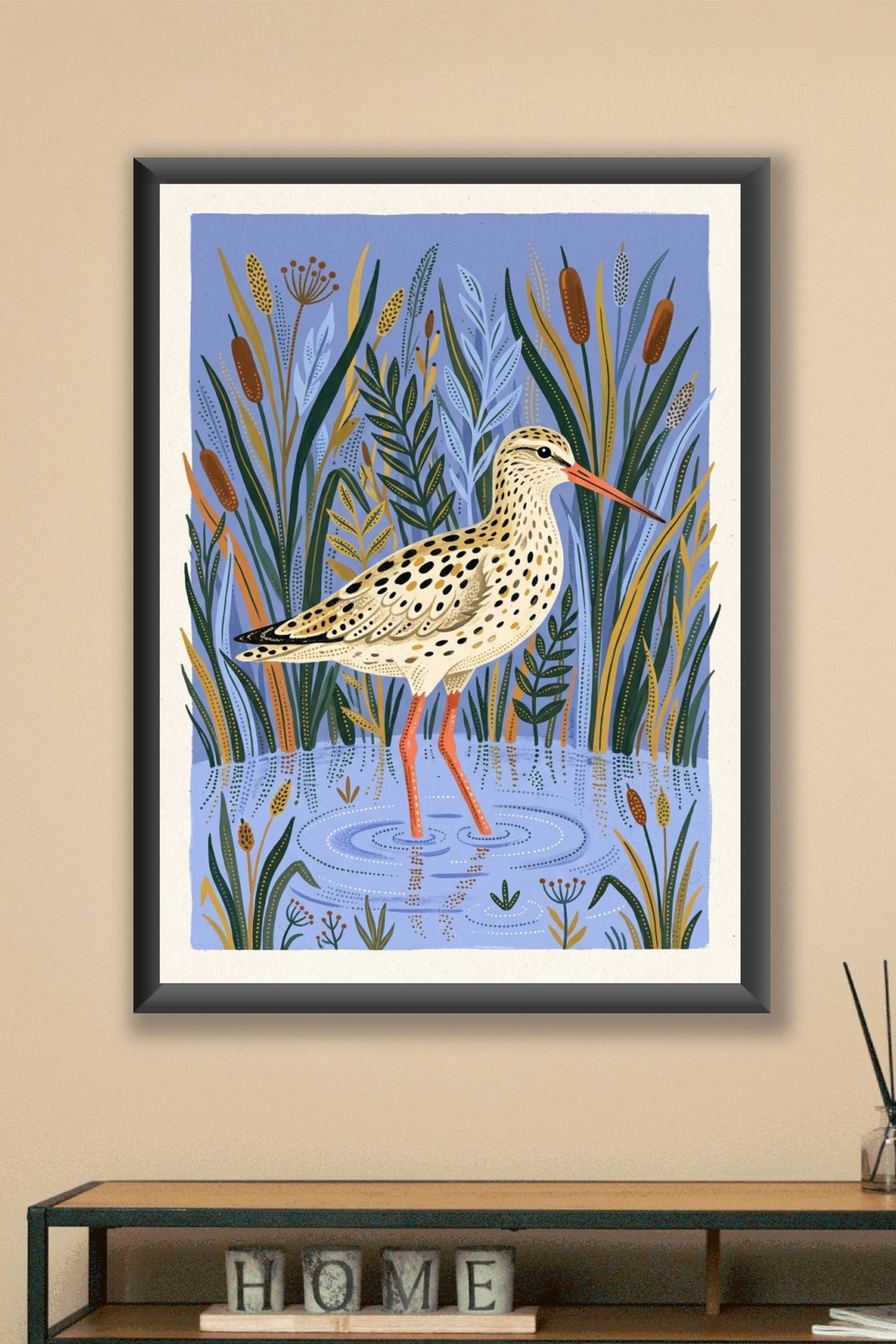 Affiche de la barge rousse, poster oiseau