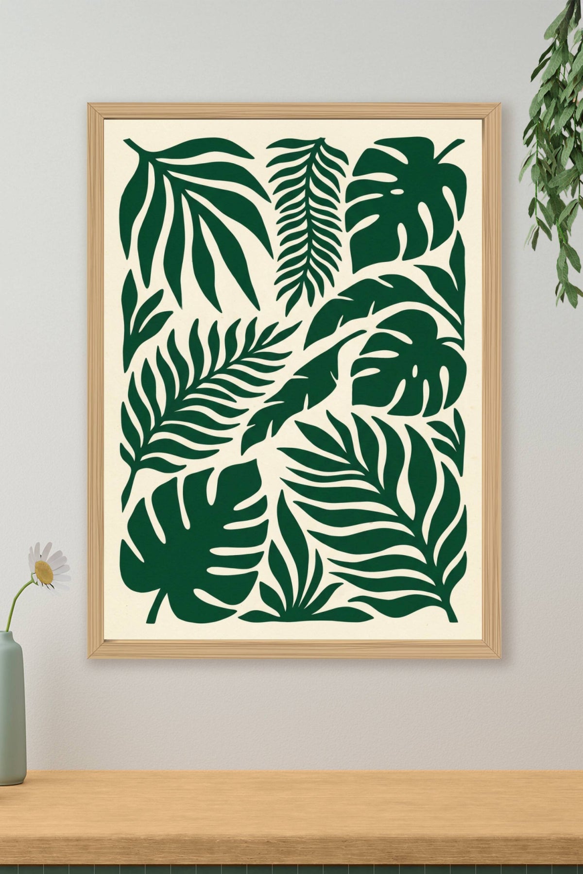 Poster de feuilles tropicales, motif vert