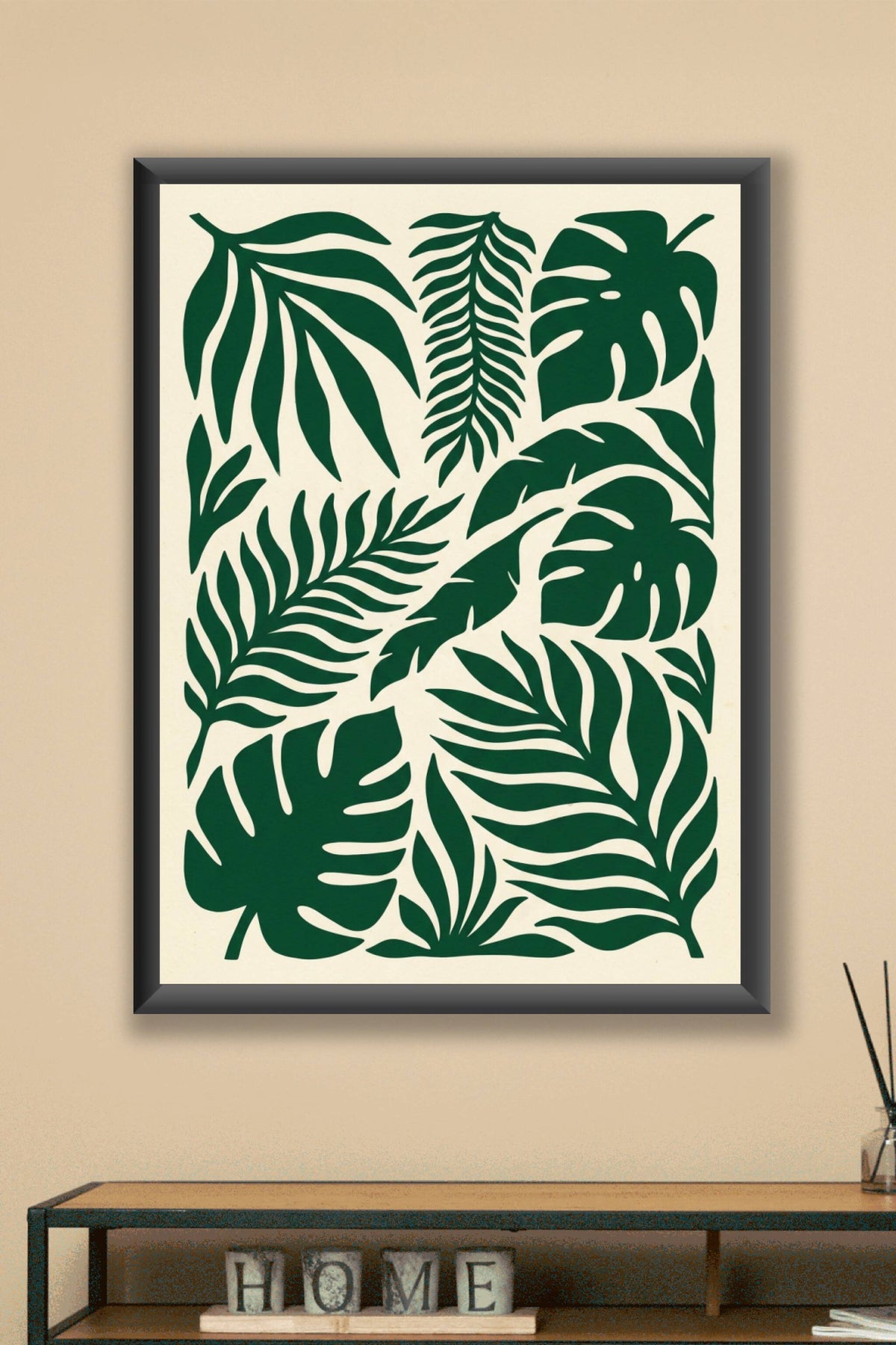 Poster de feuilles tropicales, motif vert