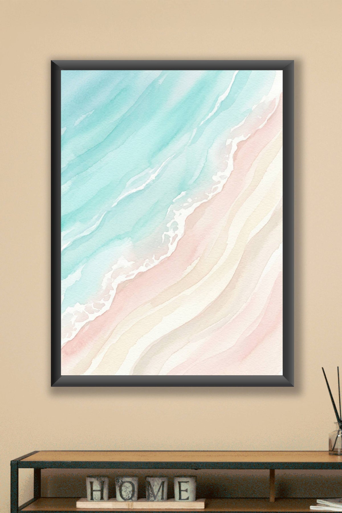 Affiche de bord de mer, poster aquarelle