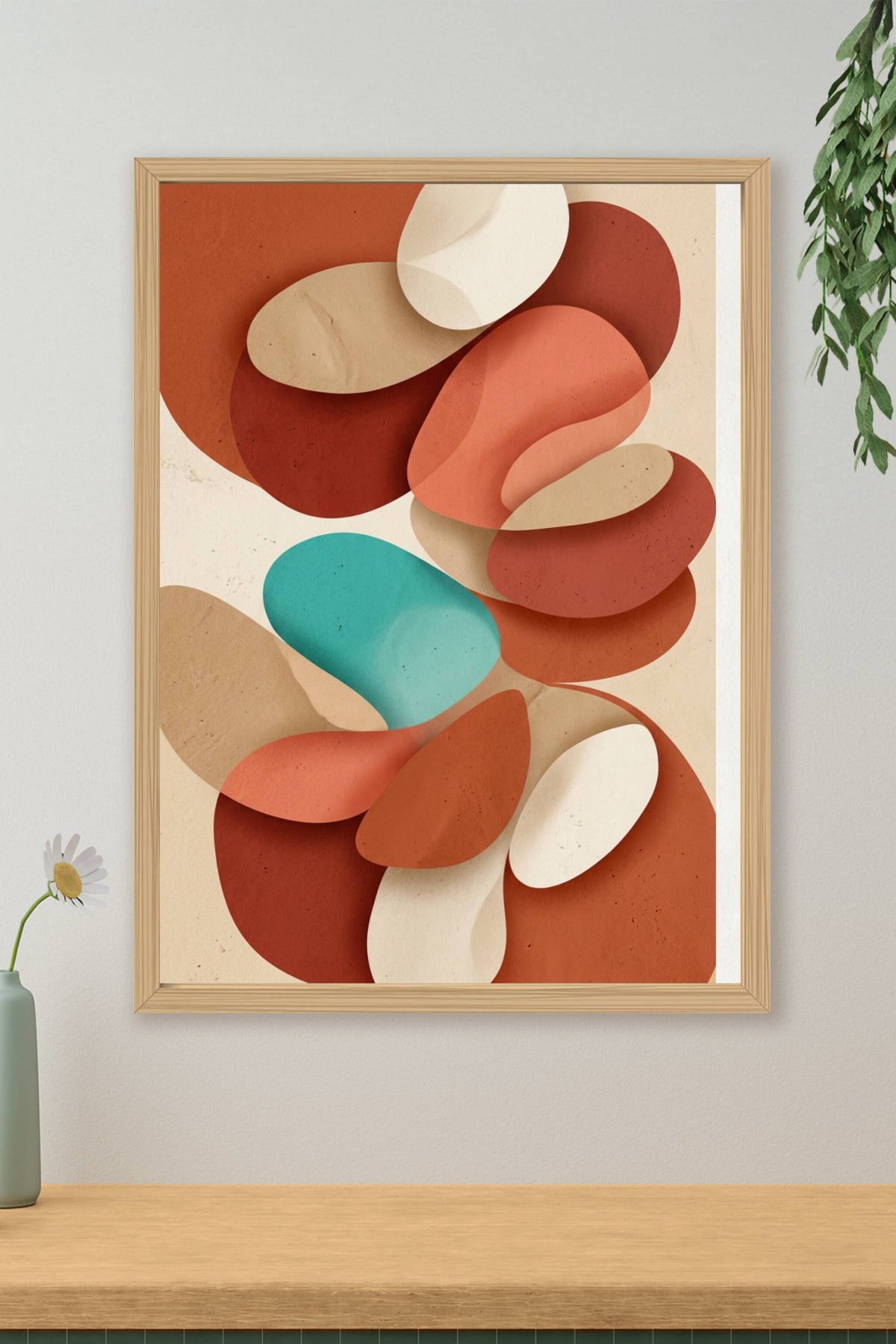 Affiche formes abstraites, poster terracotta
