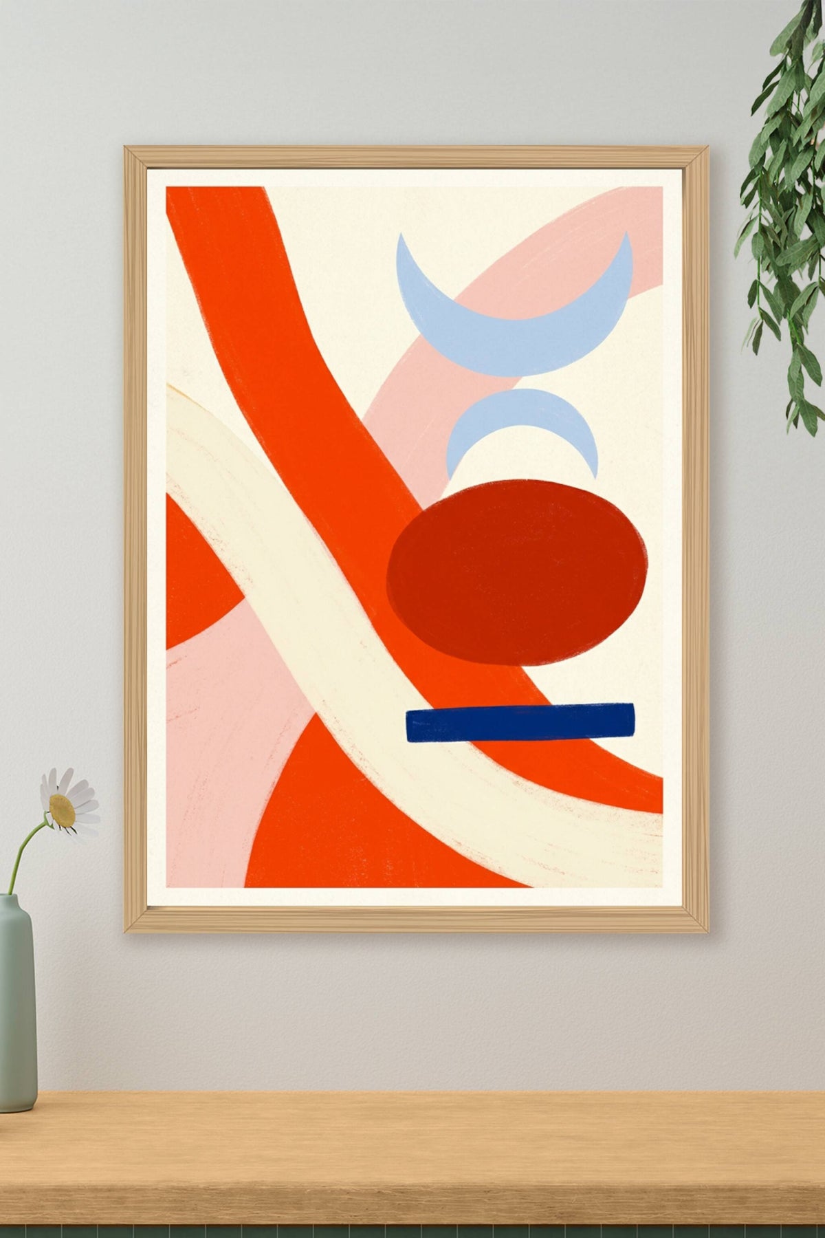 Affiche abstraction rouge, poster formes