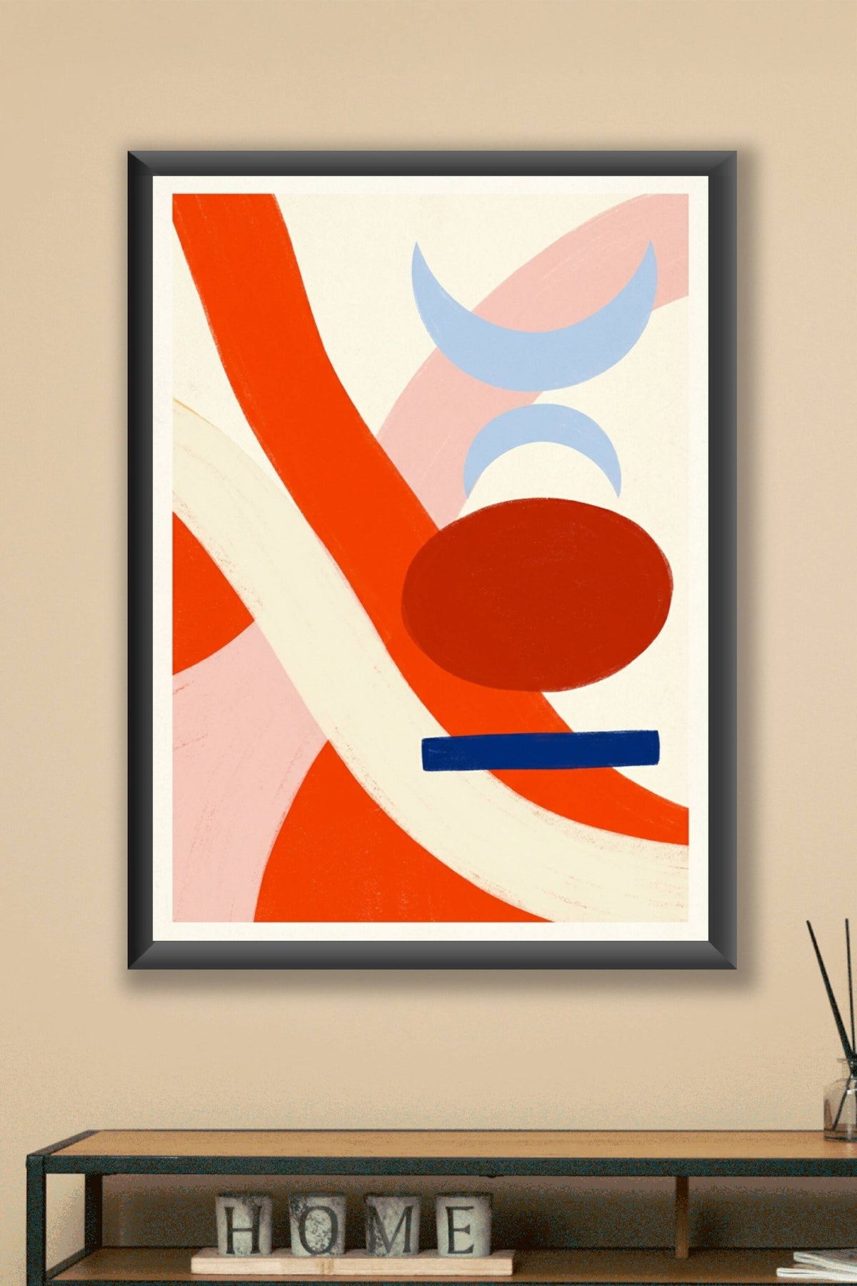Affiche abstraction rouge, poster formes