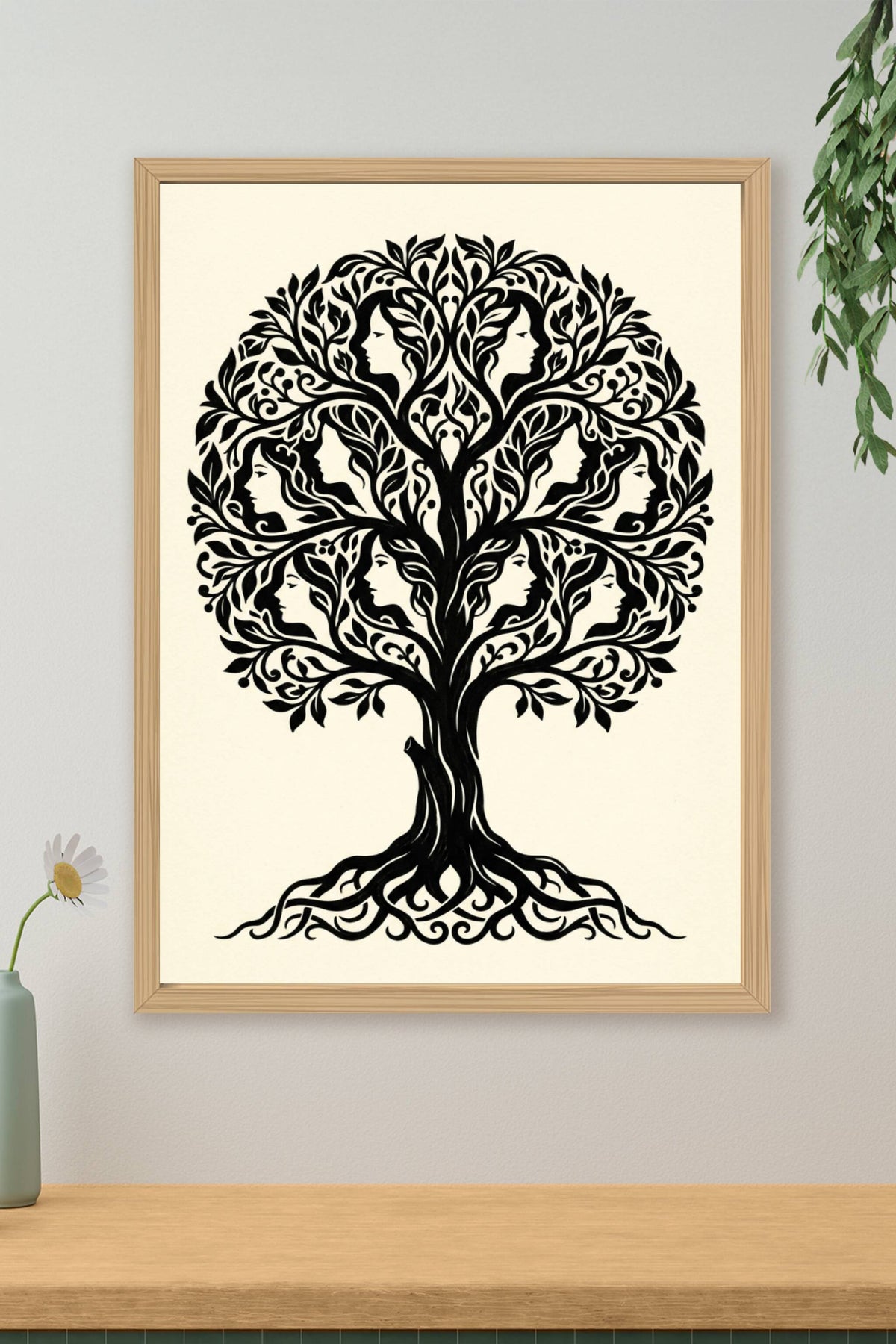 Affiche Arbre de vie, poster visages féminins