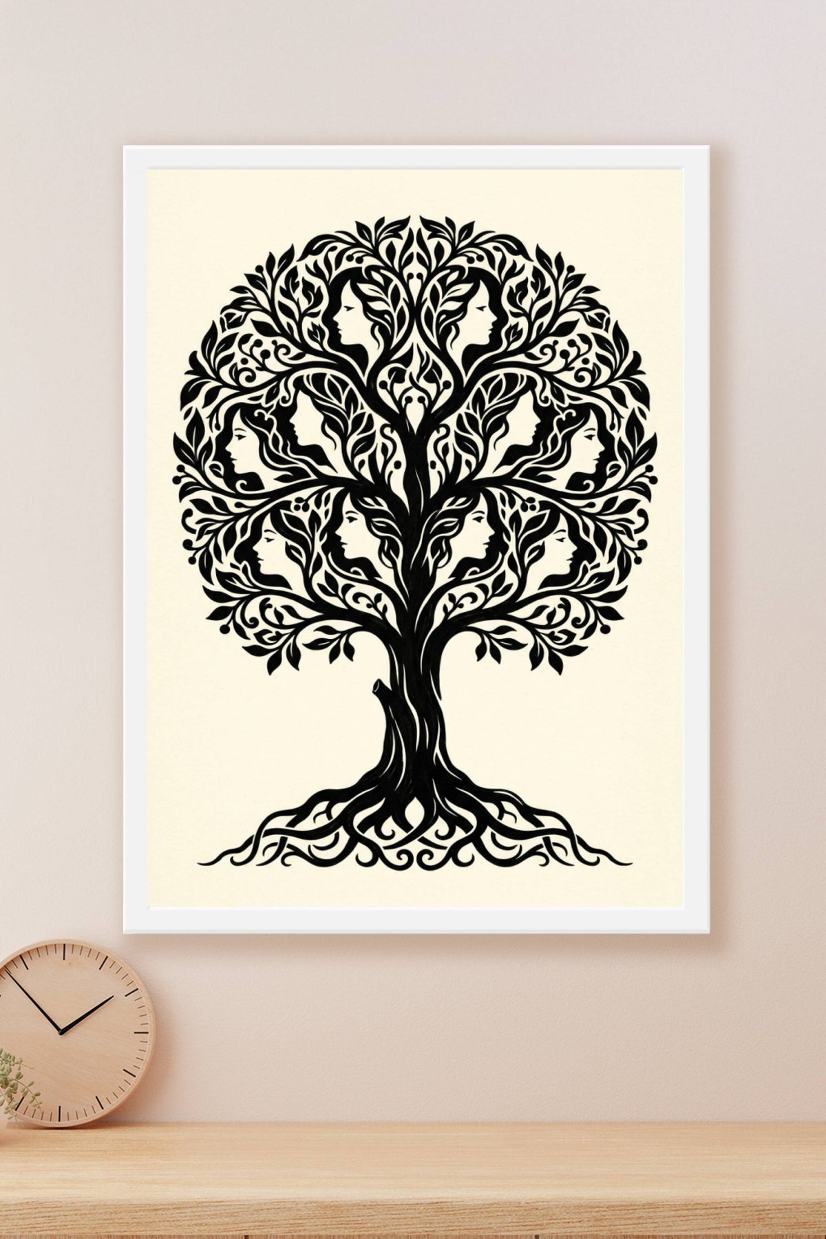 Affiche Arbre de vie, poster visages féminins