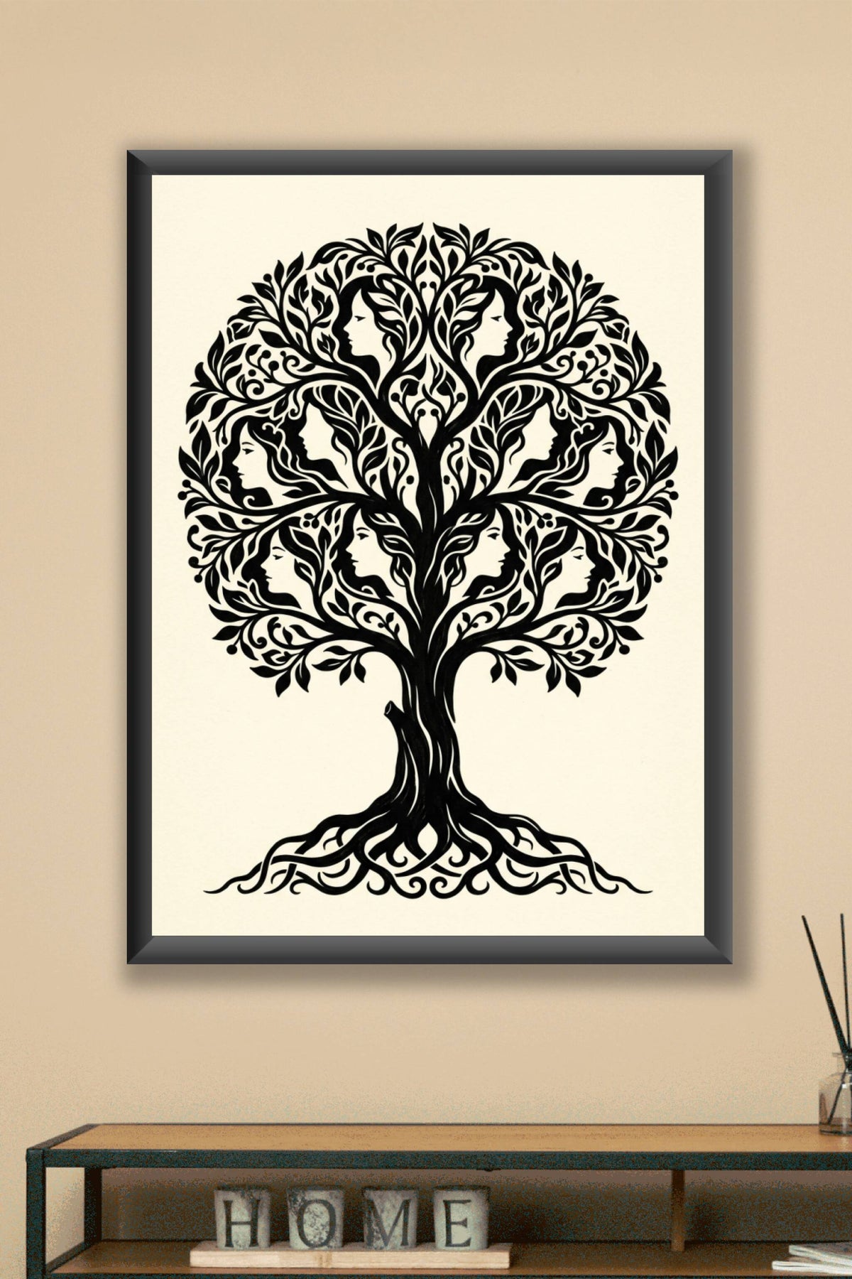 Affiche Arbre de vie, poster visages féminins