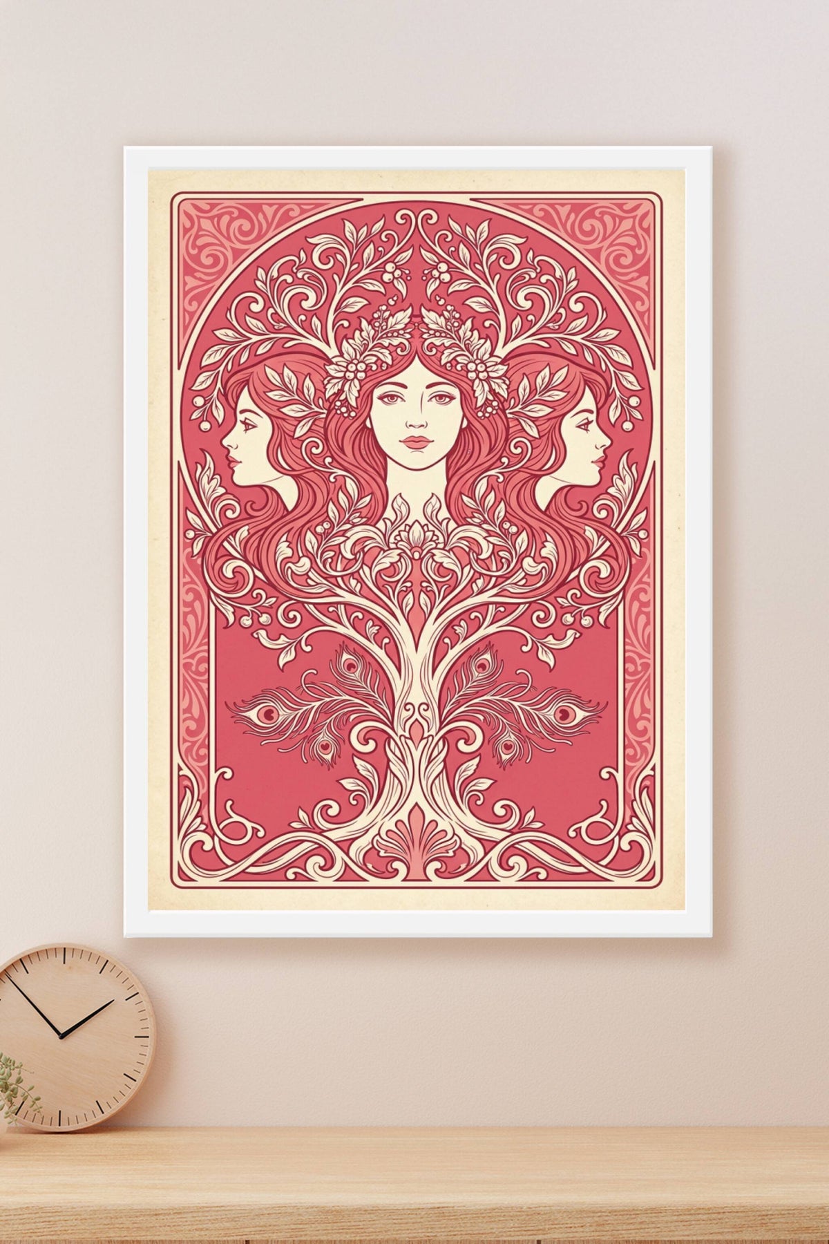 Affiche Art Nouveau femme, poster floral