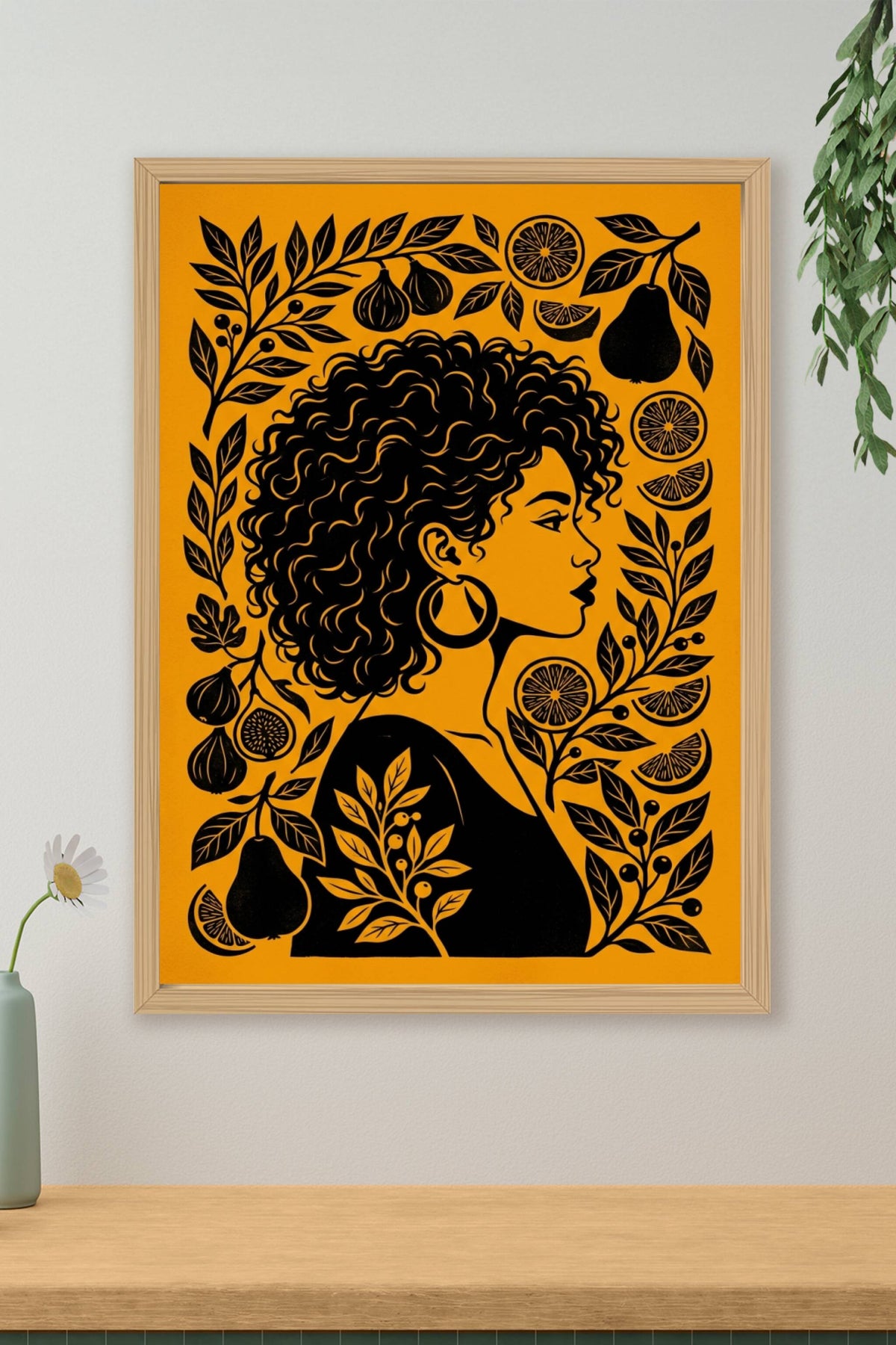 Affiche de femme, poster aux agrumes